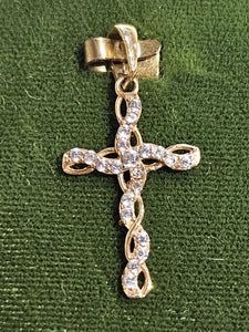 Gold Charm - Cross with cubic zirconia - 2129