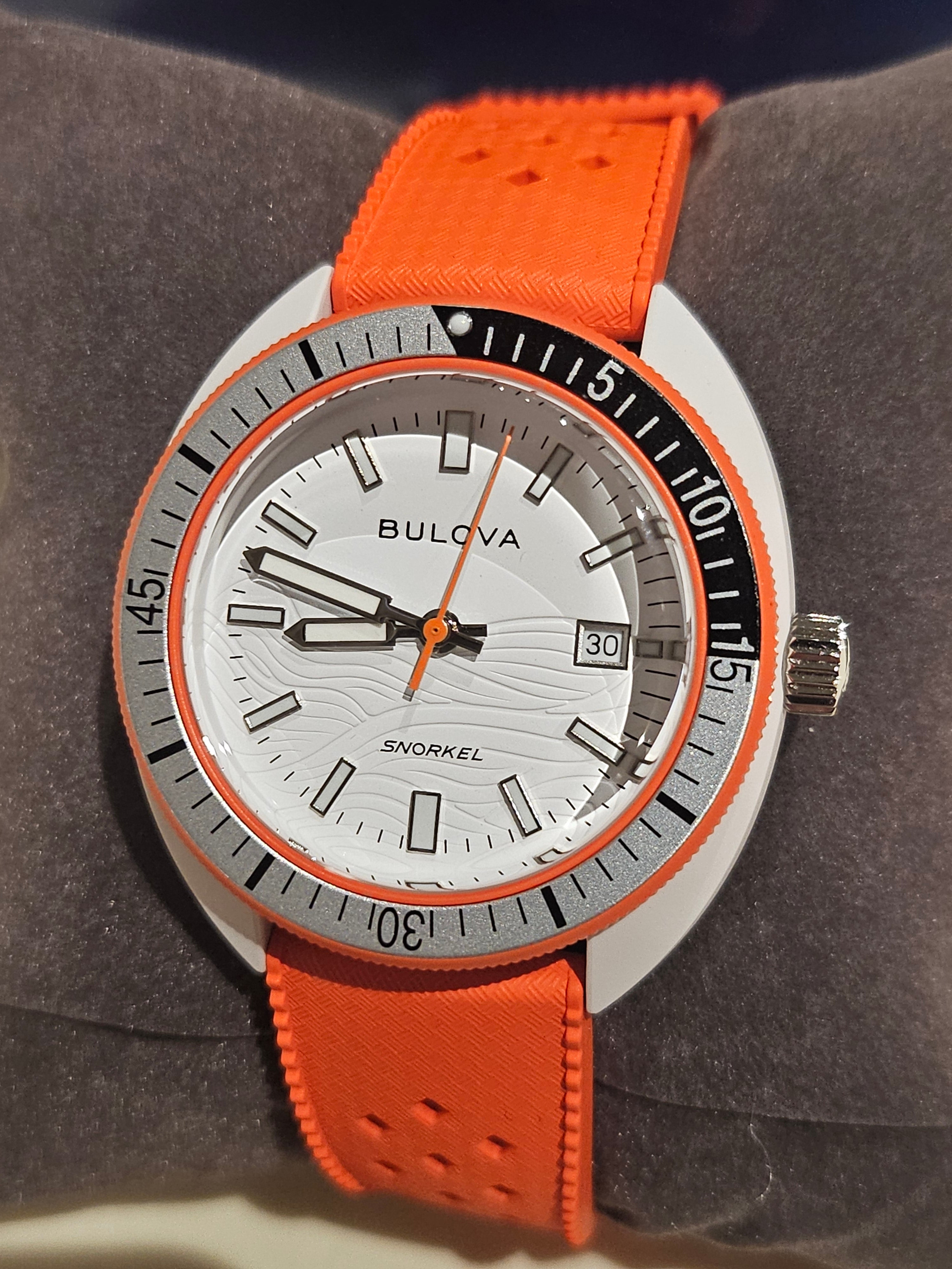 Bulova Orange Rubber Strap Watch - 98B448 (Snorkel)
