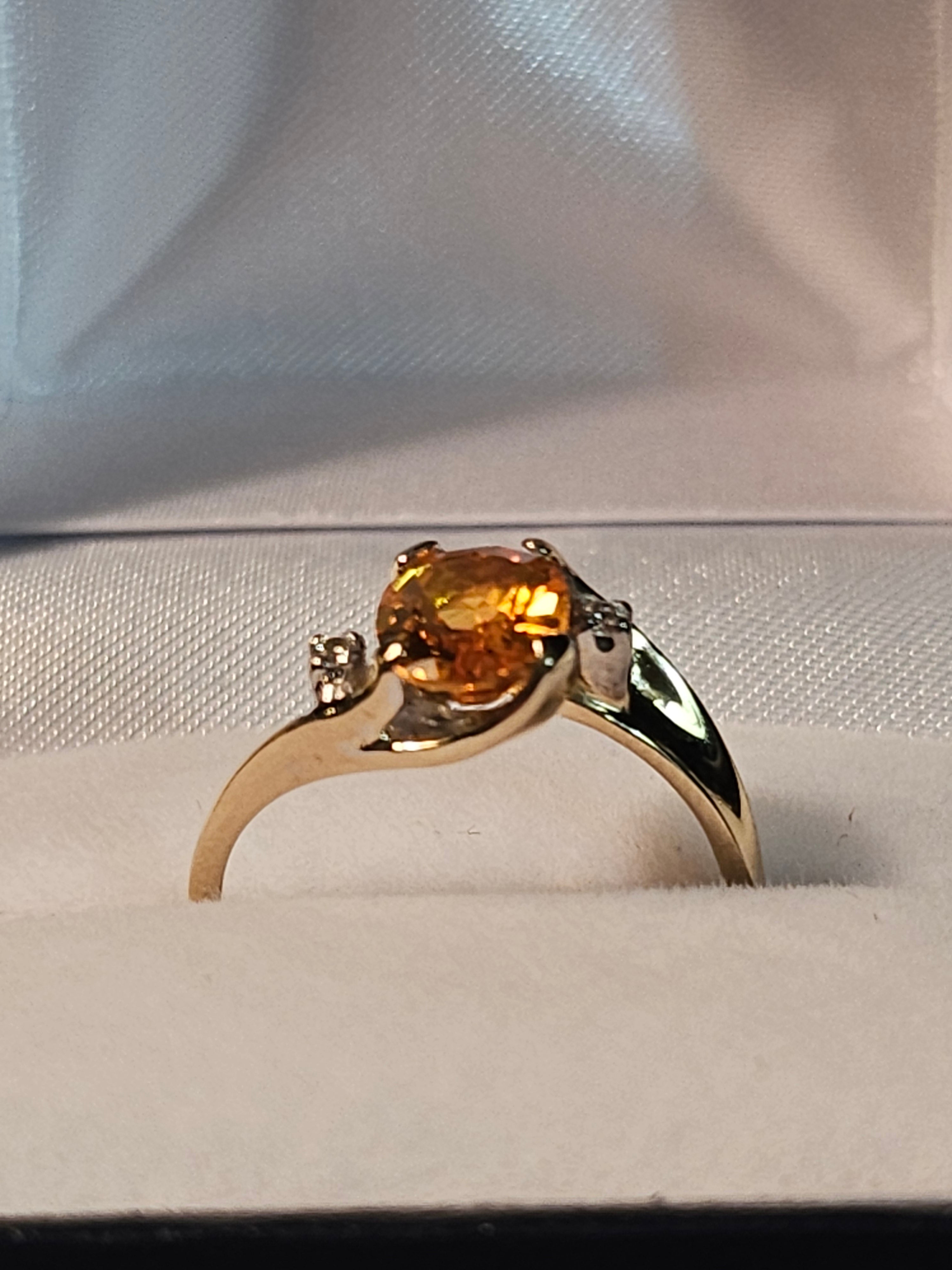 Oval Cut Citrine Ring with Diamonds - $966