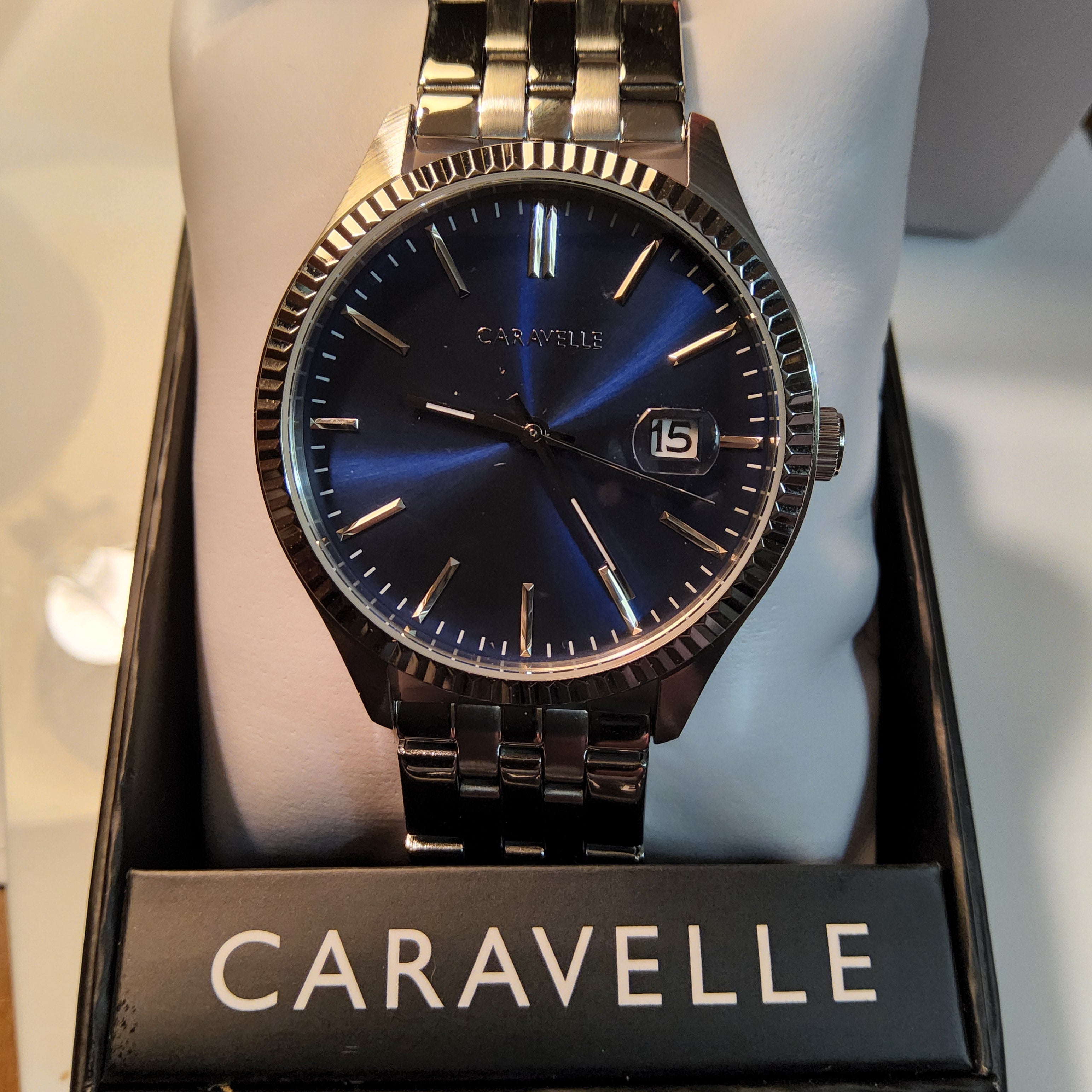 Caravelle Stainless Steel Watch - Blue-faced - 43B151