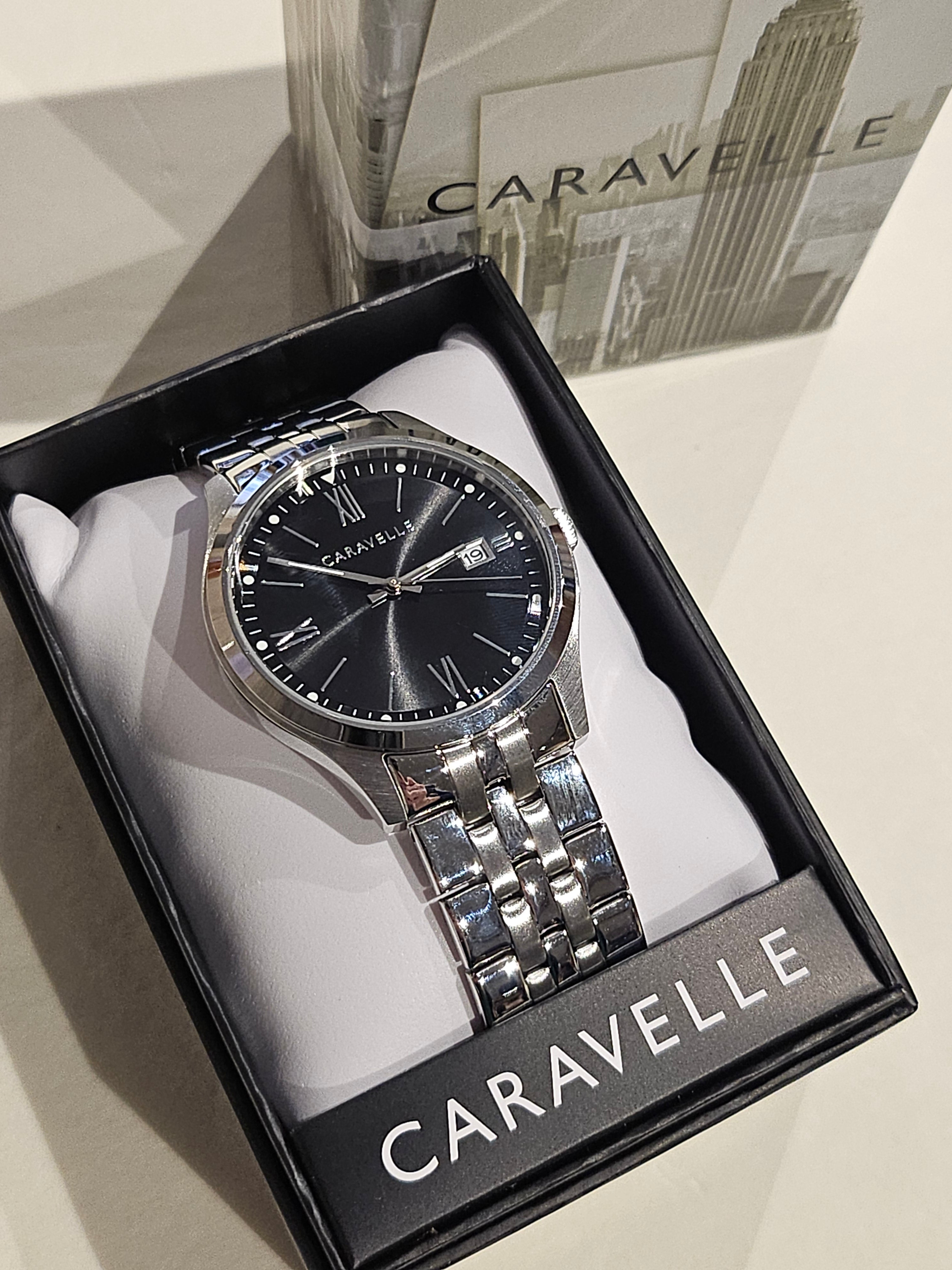 Caravelle Stainless Steel Watch - Black-faced - 43B158
