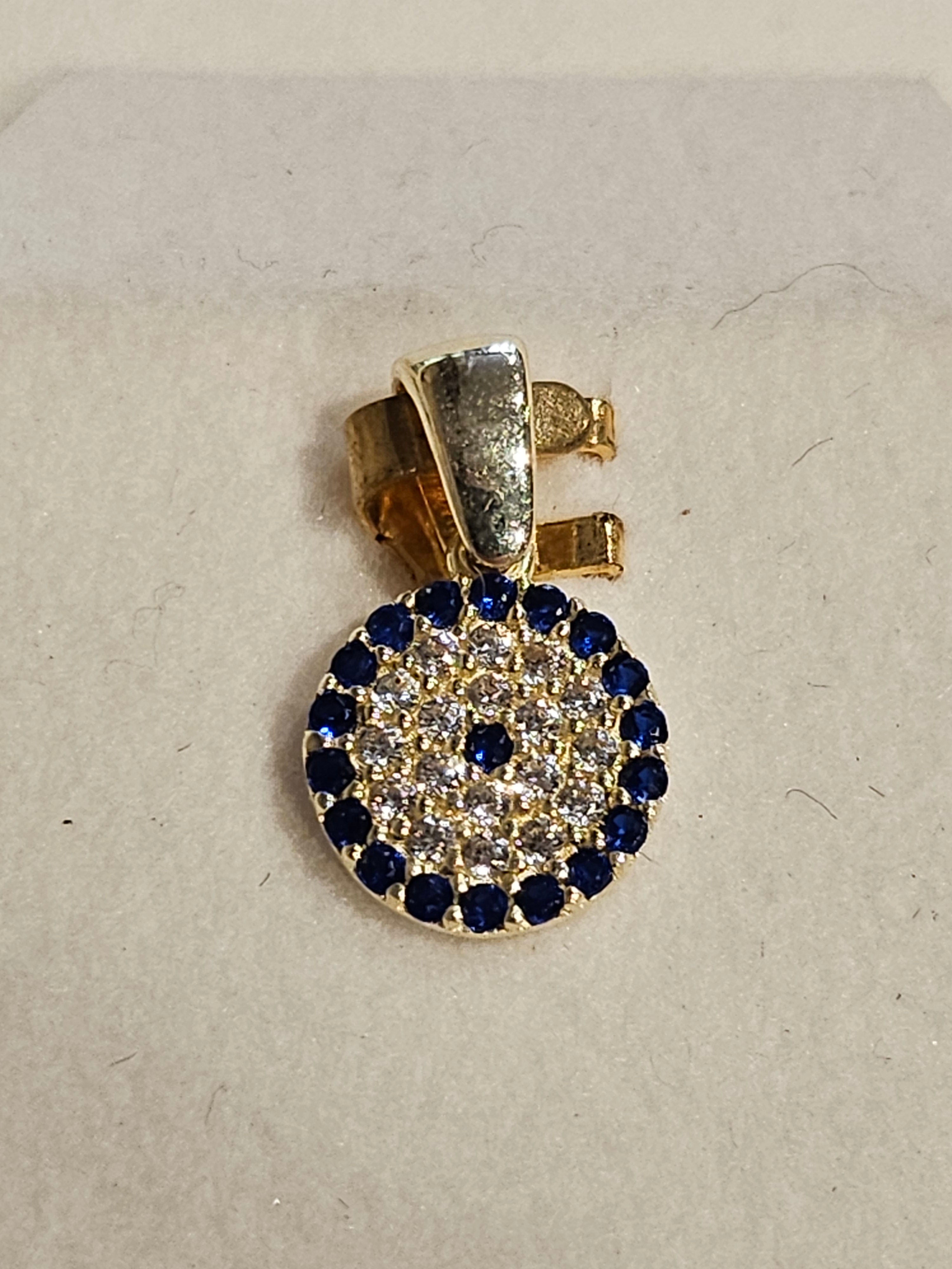 Gold Charm - Circle with cubic zirconia - 2142
