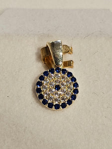 Gold Charm - Circle with cubic zirconia - 2142