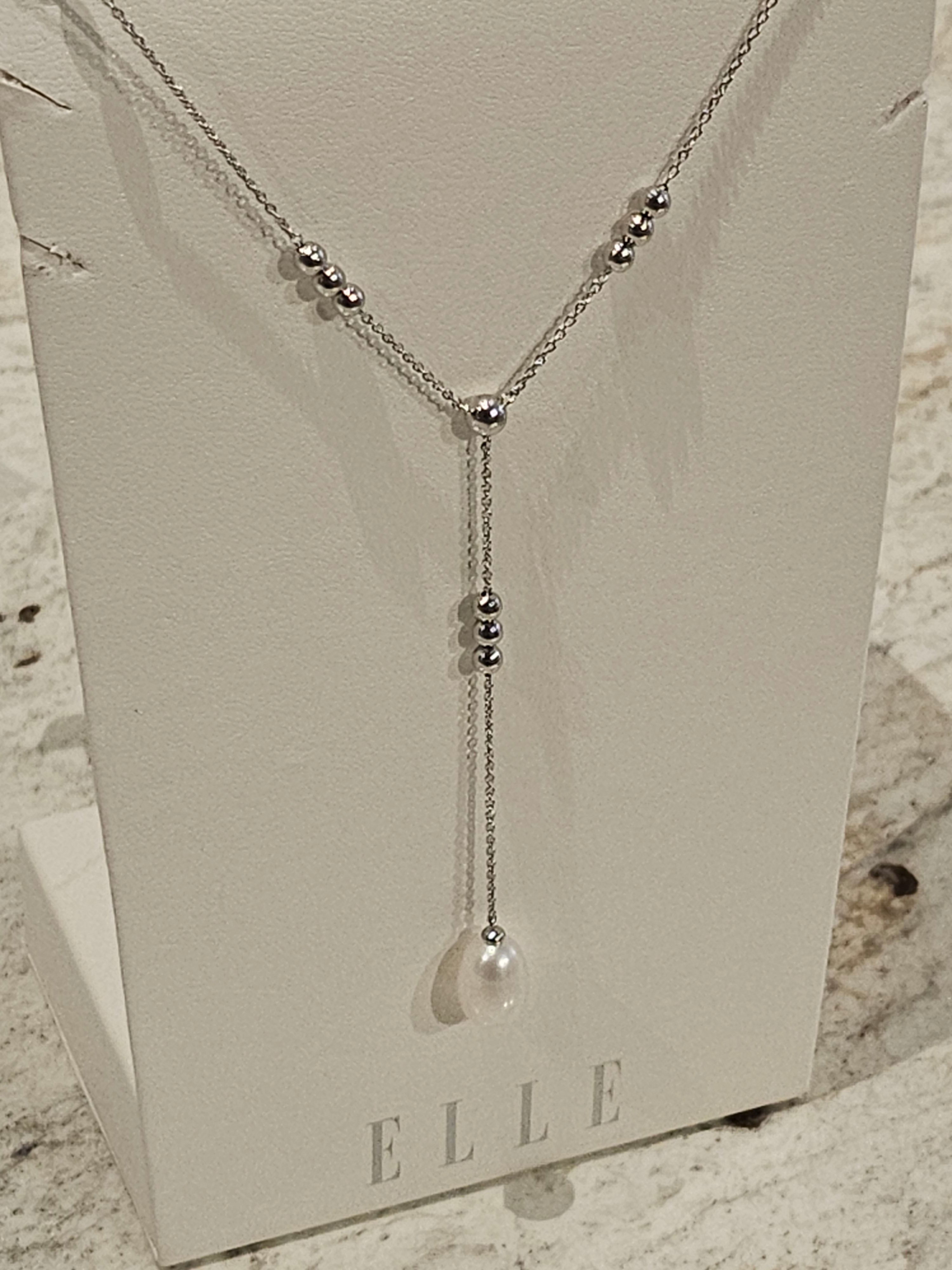 ELLE S/SNecklet - Pearl Drop Chain with Beads - 17 inch with 3 inch extension - Genesis - $239
