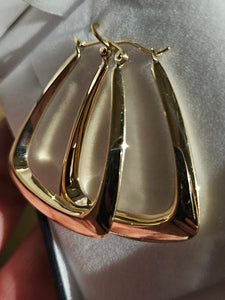 Gold Triangular Hoop Earrings - 30mm - 51197