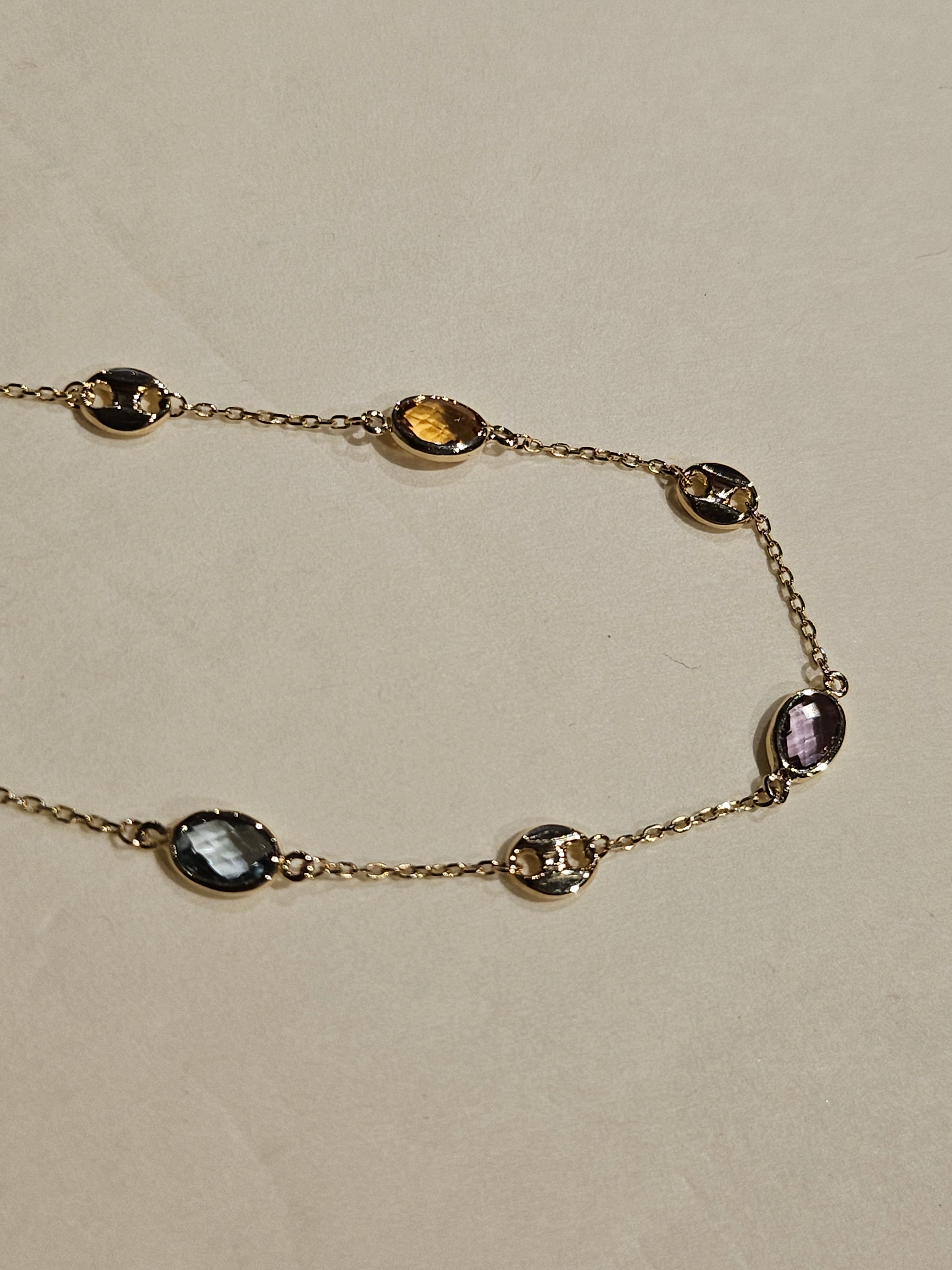 Yellow Gold (10Kt) Synthetic Stones / Fancy Link Bracelet 7.5-inch - 9079 - $458