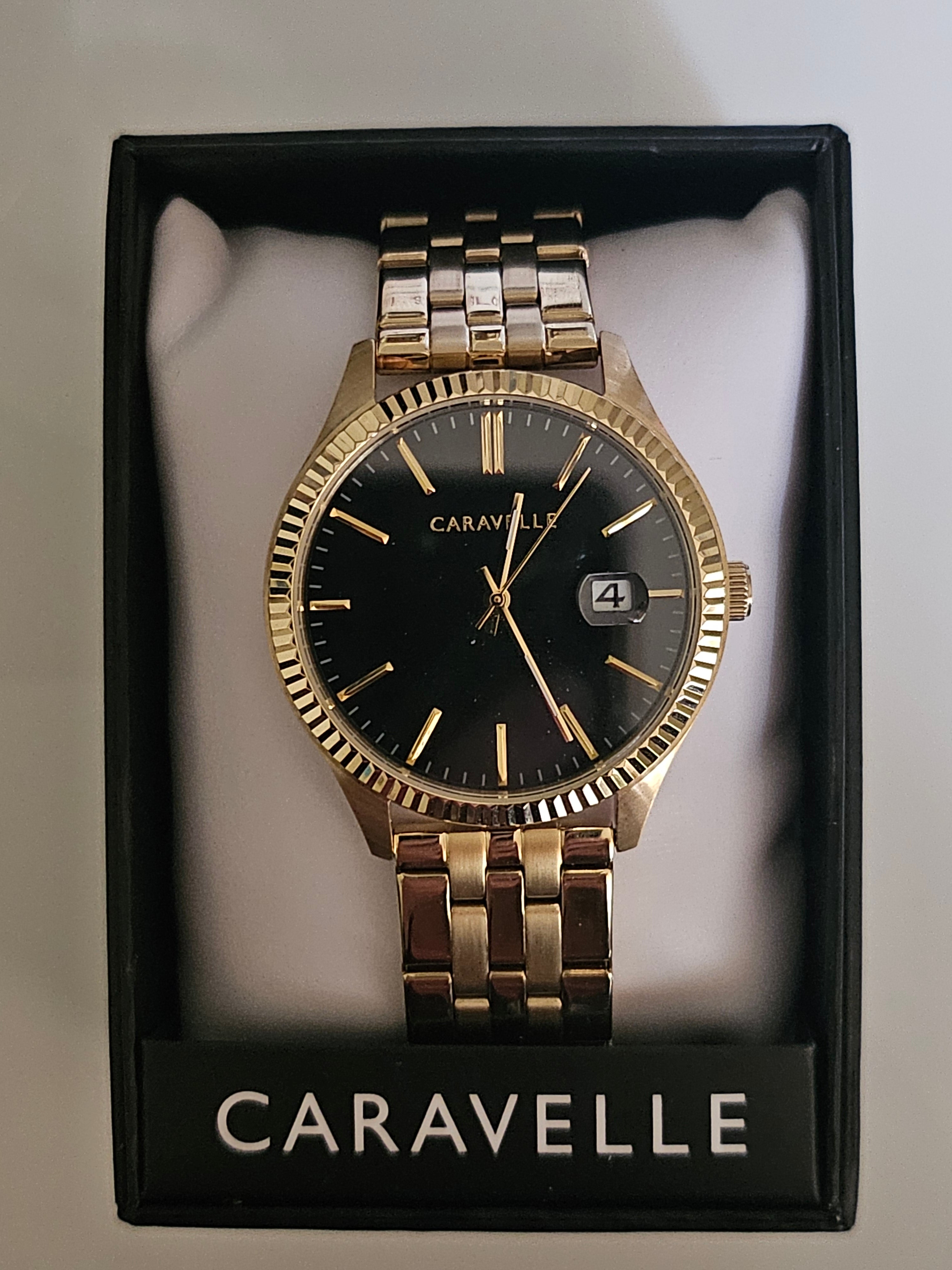 Caravelle Stainless Steel Watch - Black-faced - 44B121