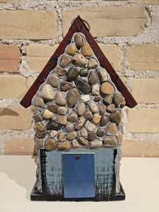 Birdhouse - Rustic + Stones (Brown Roof)