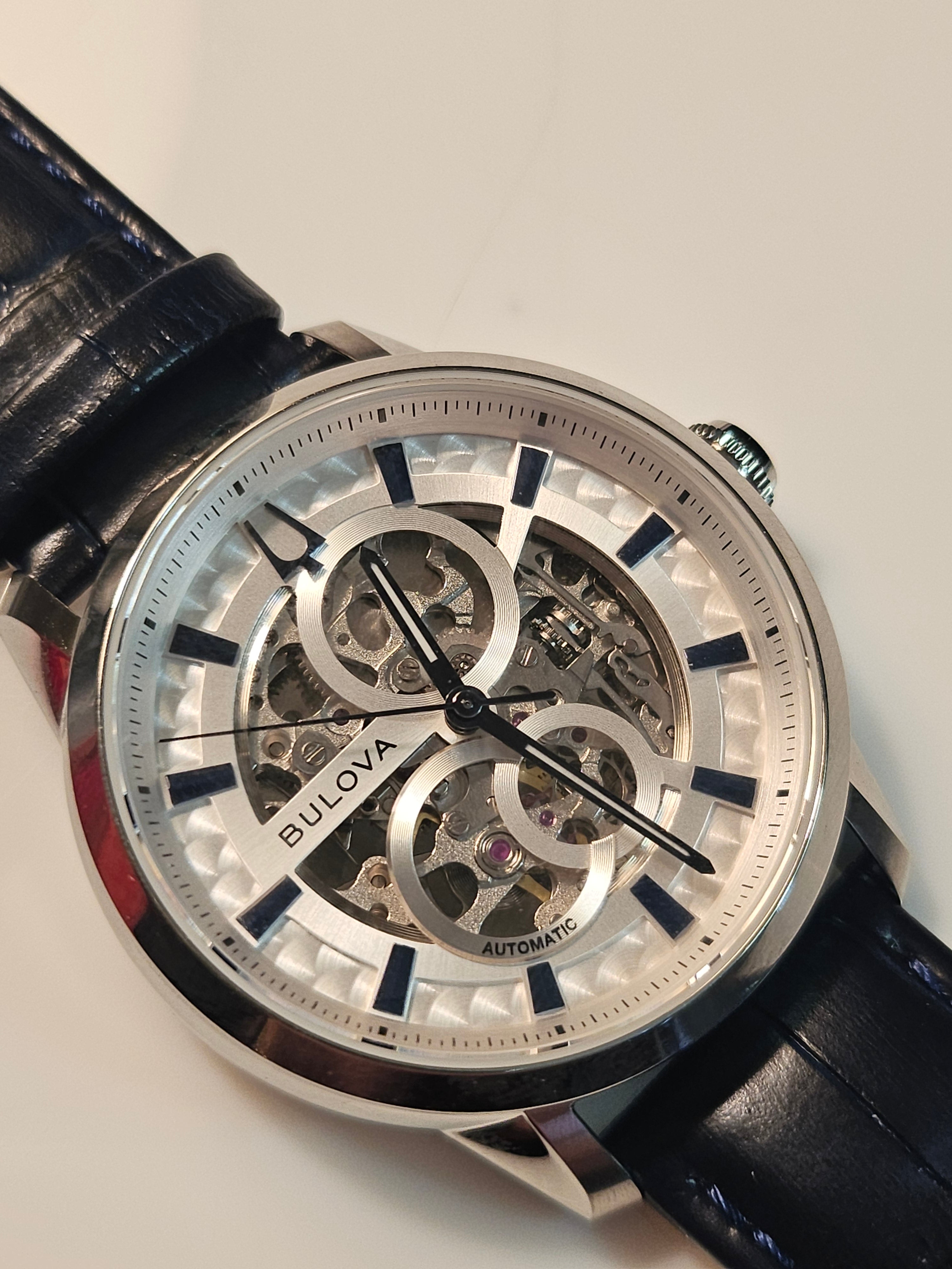 Bulova Automatic Blue Leather Watch - 96A330 - Sutton