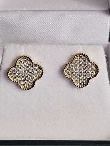 Stud Earrings - Yellow Gold 10Kt - Four-lobed Design - $387