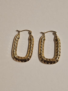 Gold Rectangular Hoop Earrings - 14Kt - TF1454