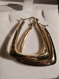 Gold Triangular Hoop Earrings - 30mm - 51197