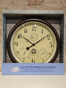 Indoor/Outdoor Wall Clock with Thermometer and Hygrometer - TF008