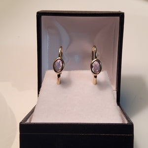 Leverback Earrings - Cubic Zirconia - Yellow Gold 10Kt - $290
