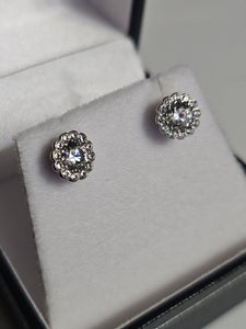 Stud Earrings - White Gold 10Kt - Cluster - $290