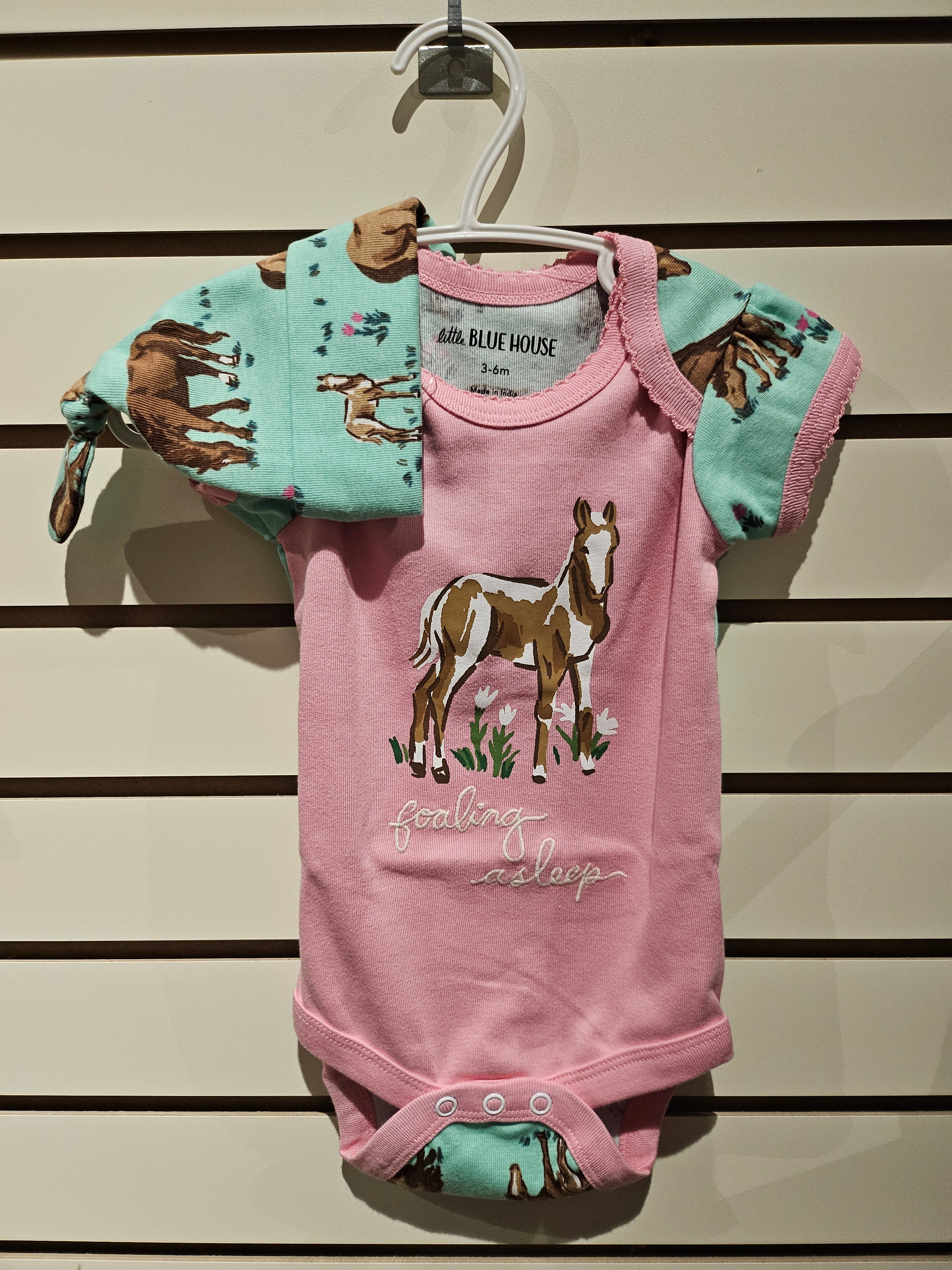Baby Bodysuit with Hat - Western Horses