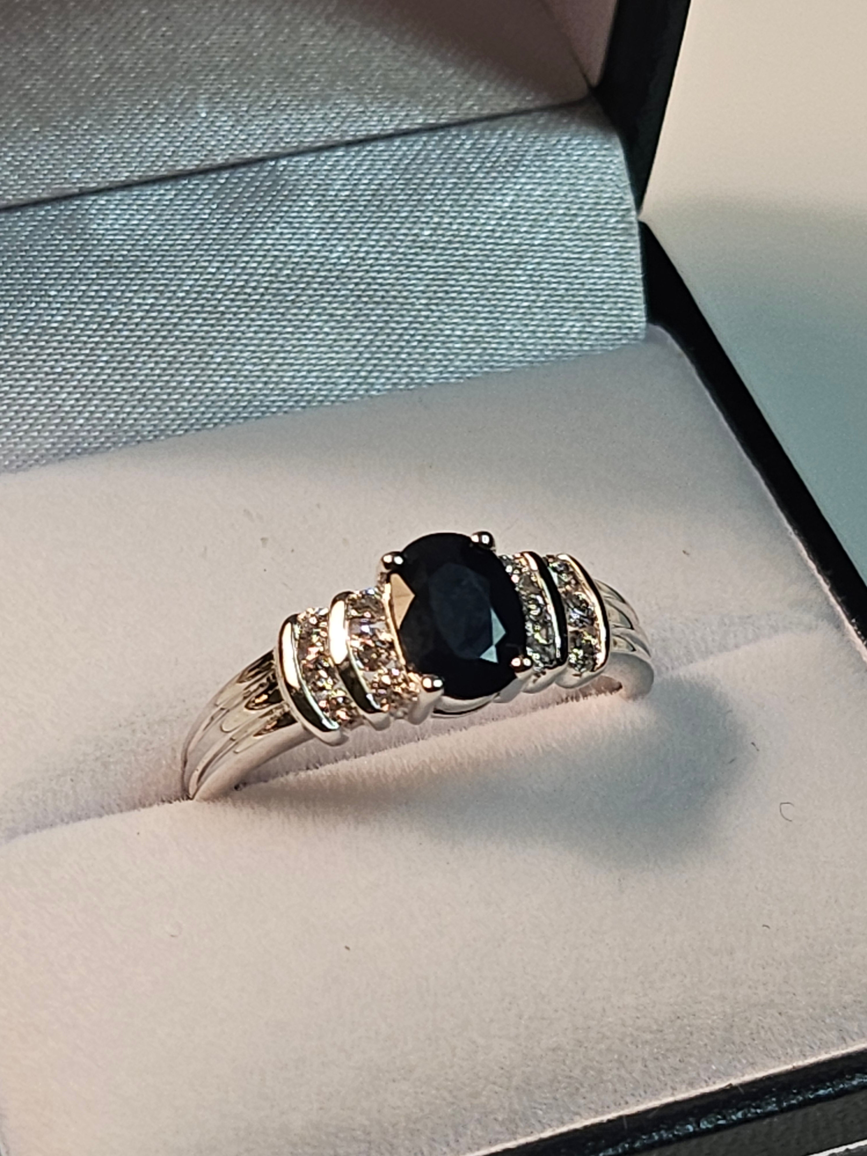 Oval Cut Sapphire Ring with Diamonds - $1829