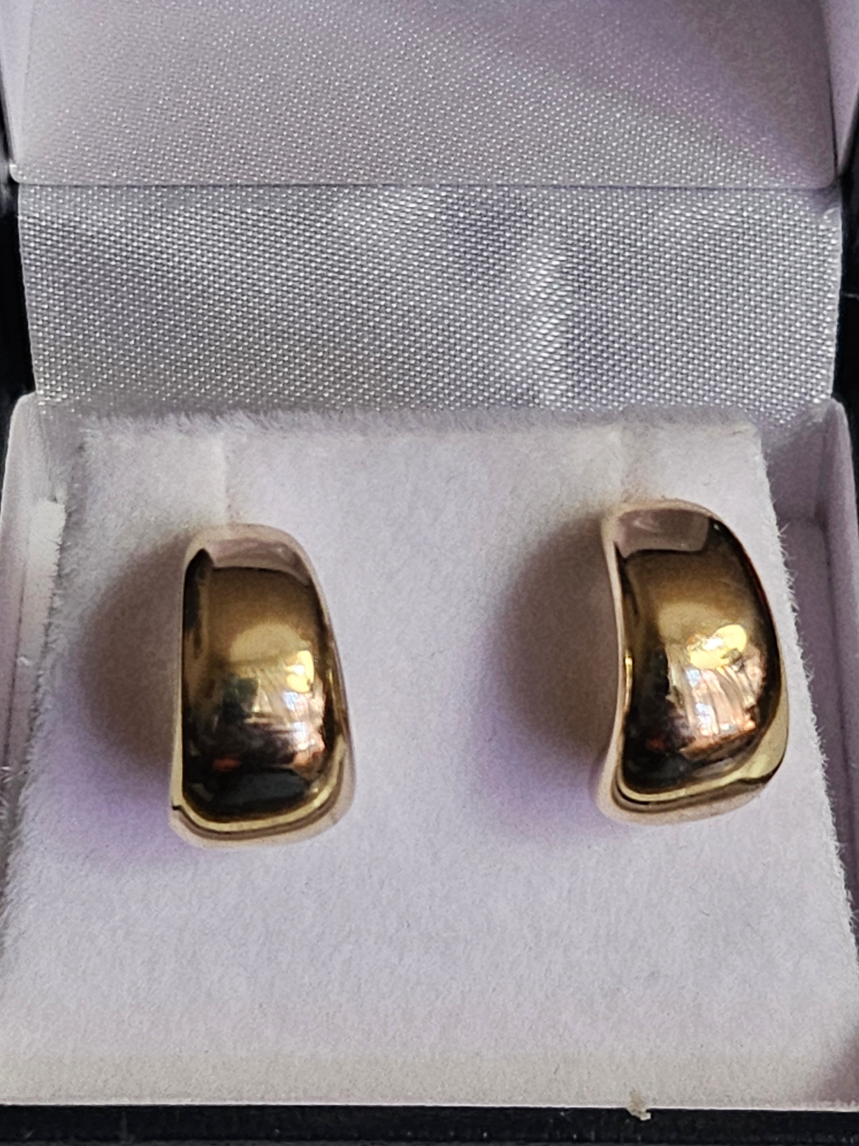 Stud Earrings - Yellow Gold 10Kt - Half-hoop Design - $556