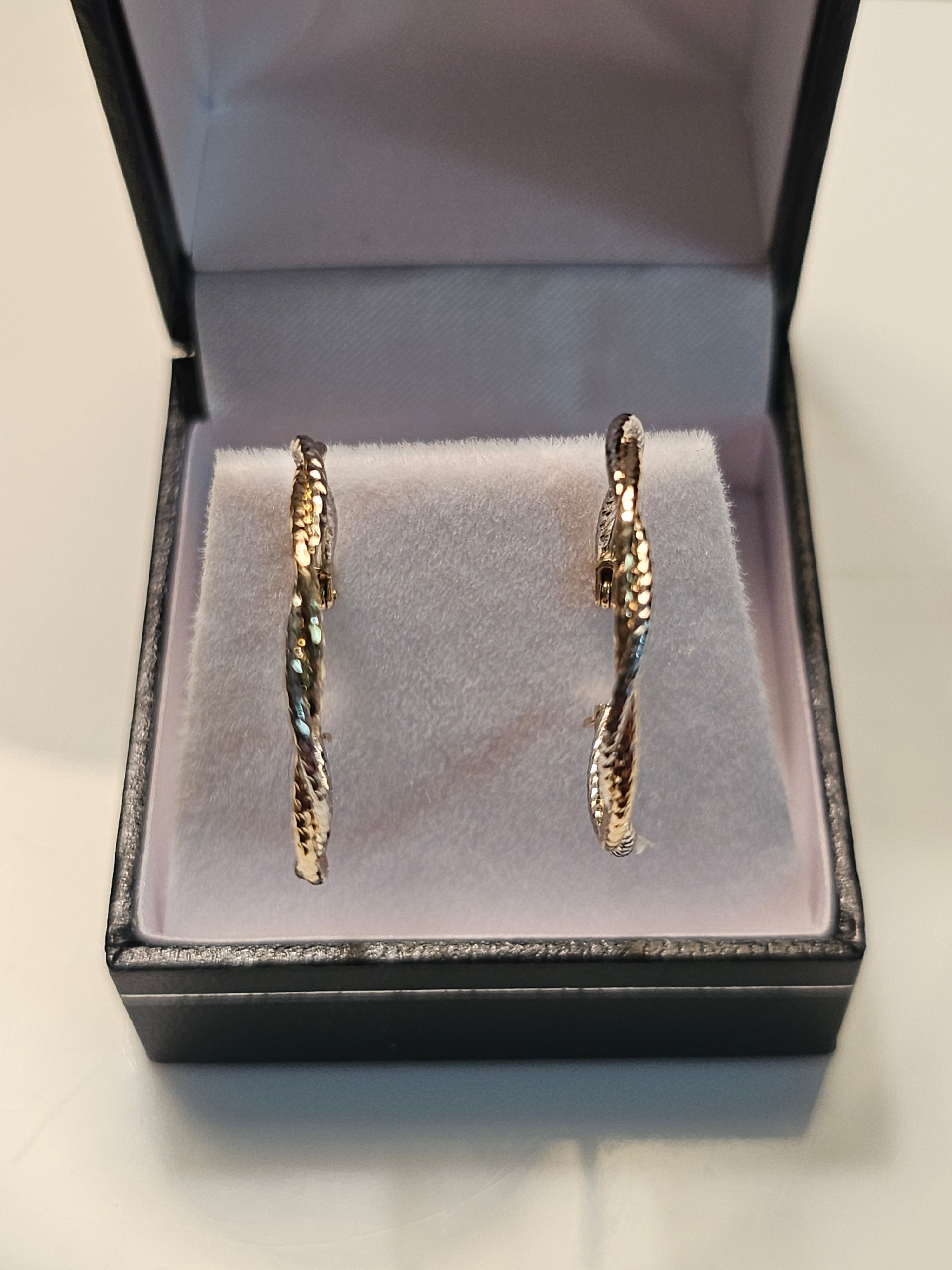 Two-Tone Gold Twisted Hoop Earrings - 22mm - $387