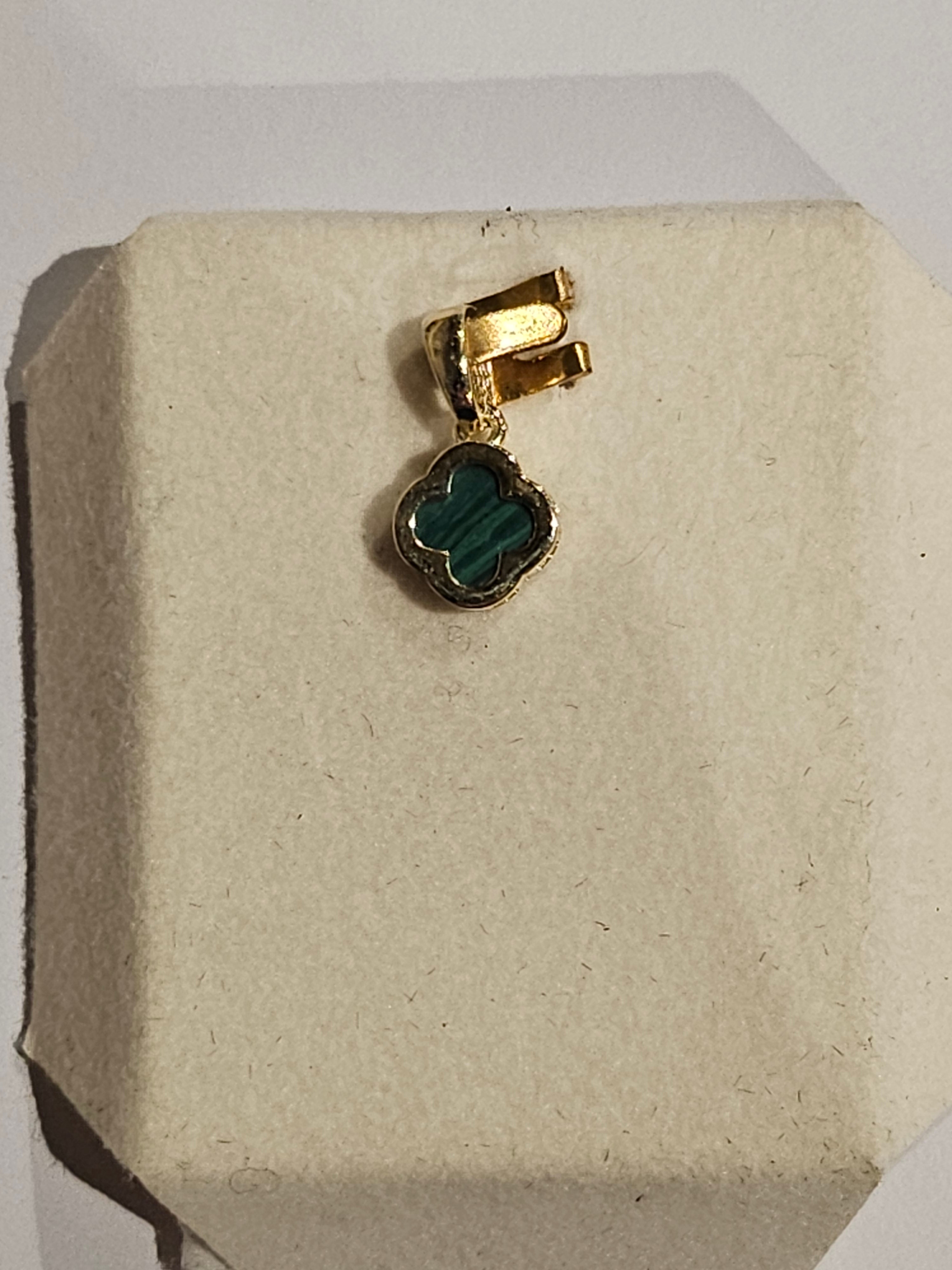 Gold Charm - Green Stone - 2140