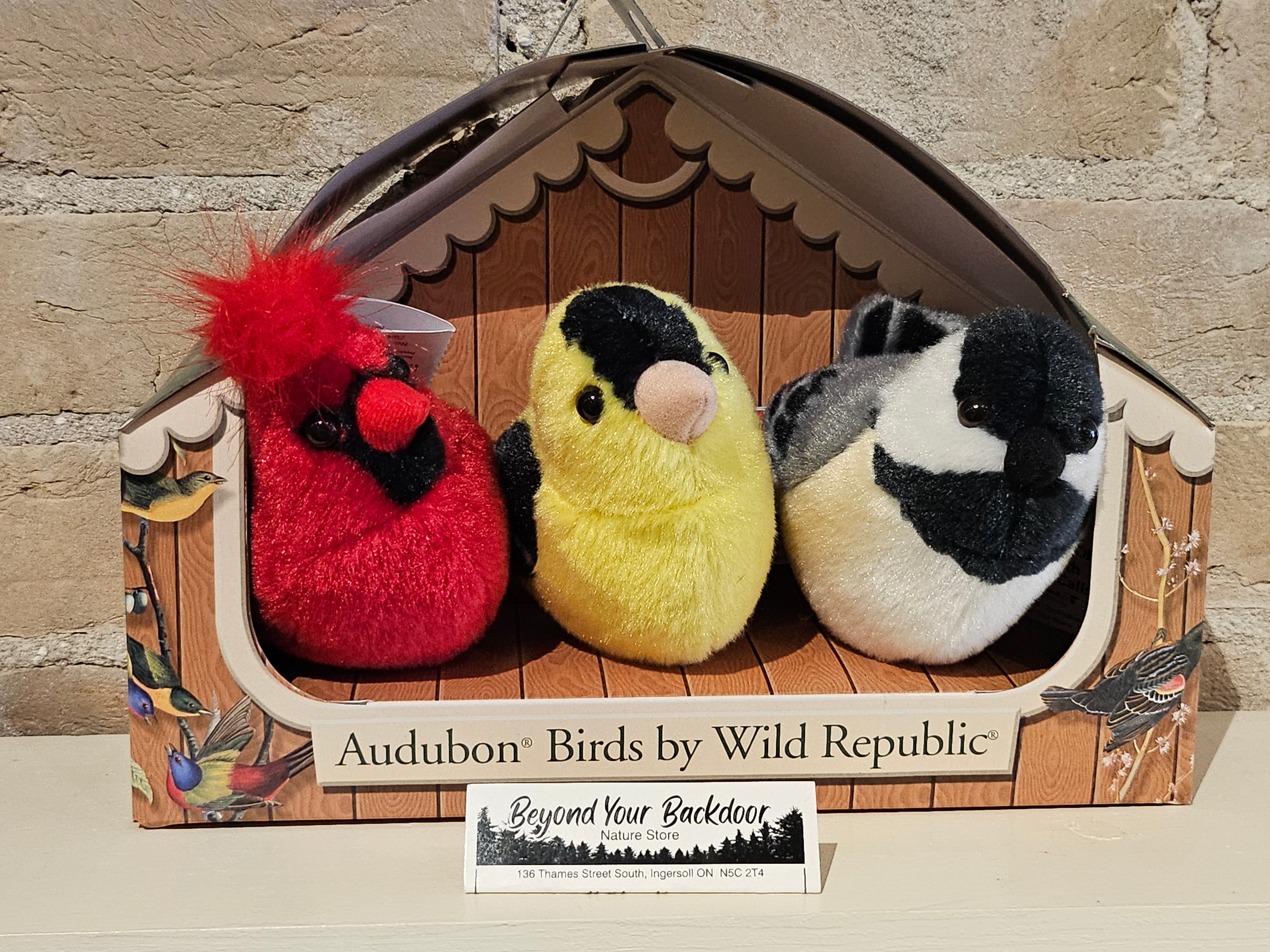 Wild Republic - Audubon Birds -Three-pack Set - Cardinal, Goldfinch and Chickadee - with Sounds - 90403