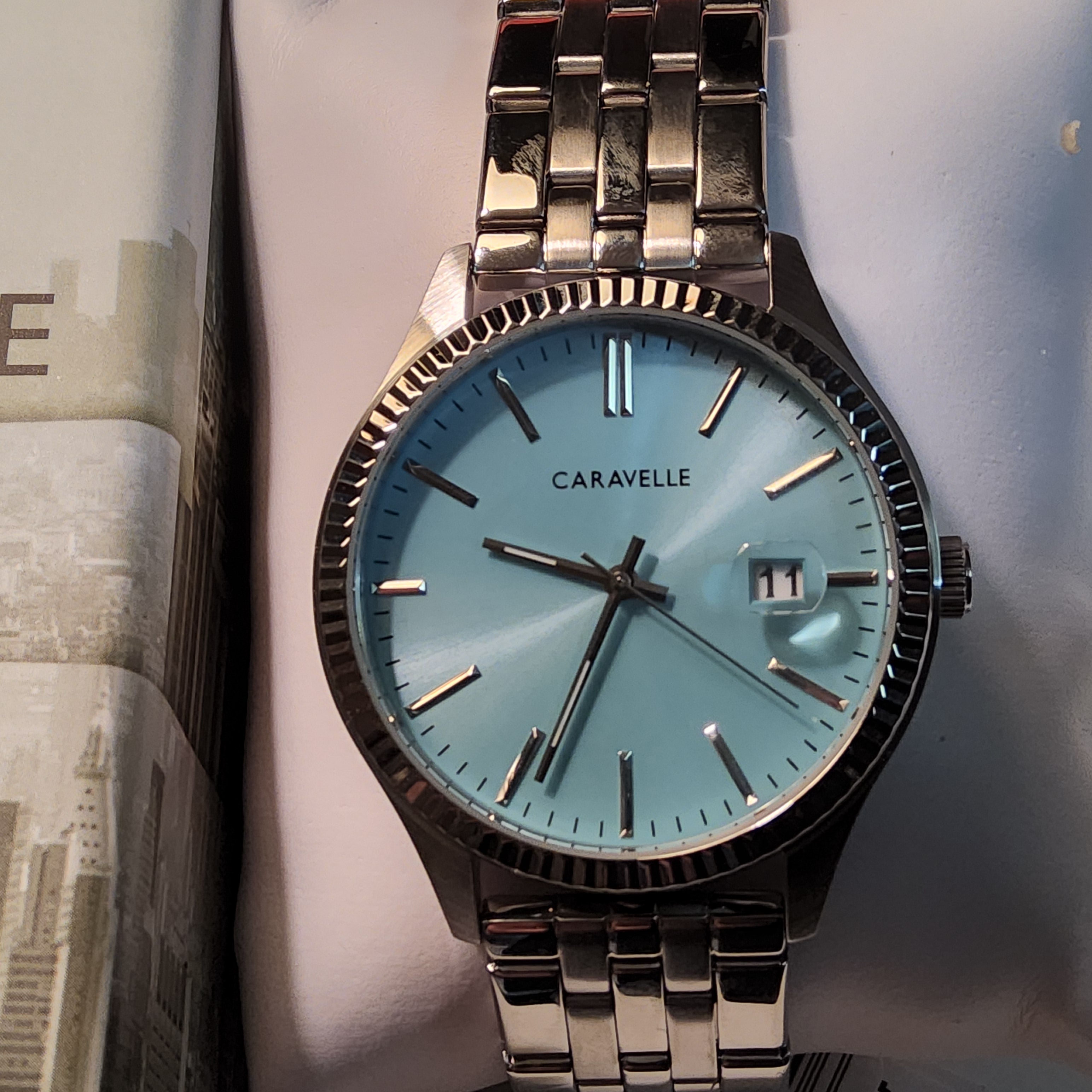 Caravelle Stainless Steel Watch - Turquoise-faced - 43B174