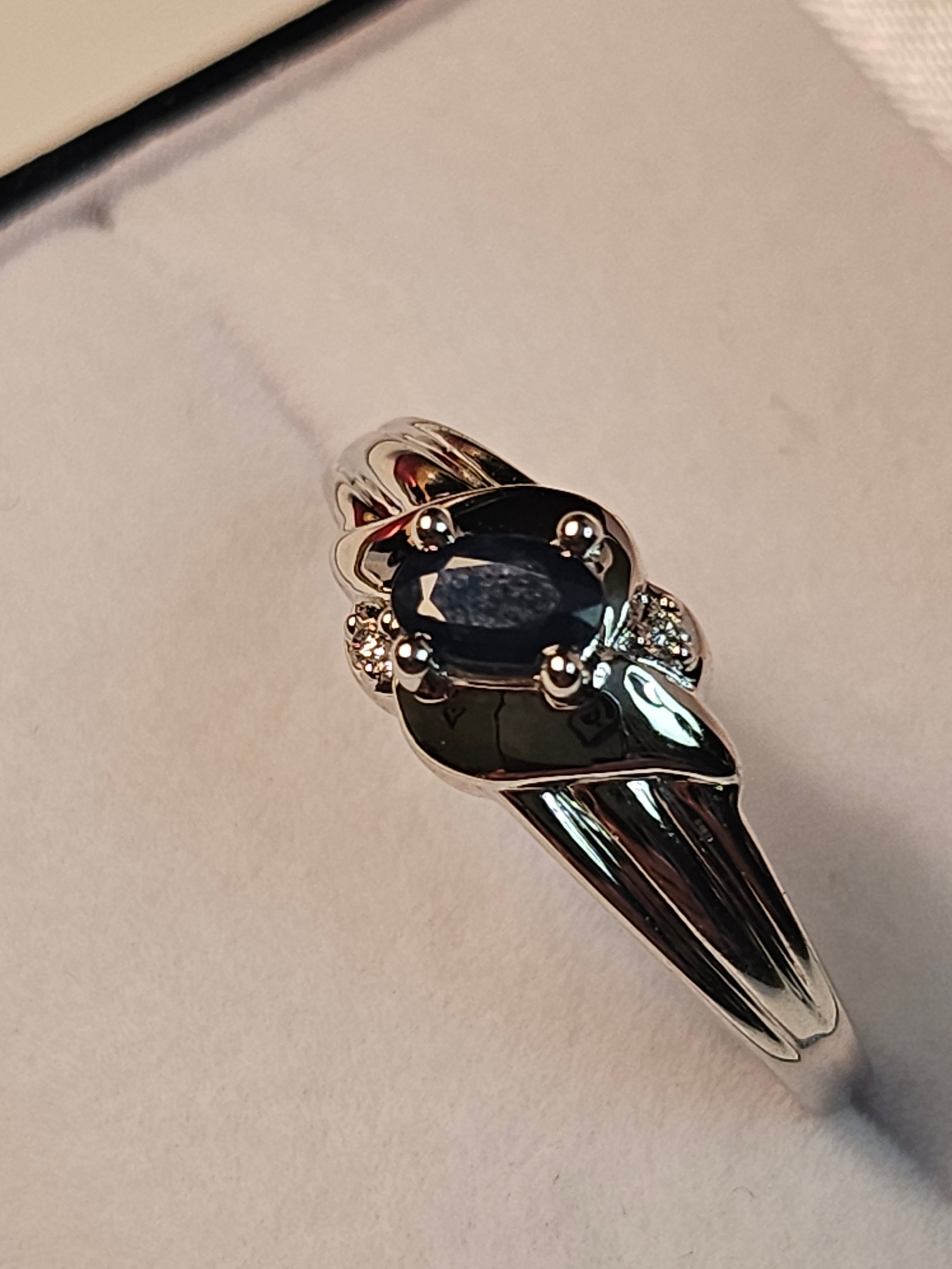 Oval Cut Sapphire Ring with Diamonds - $1139