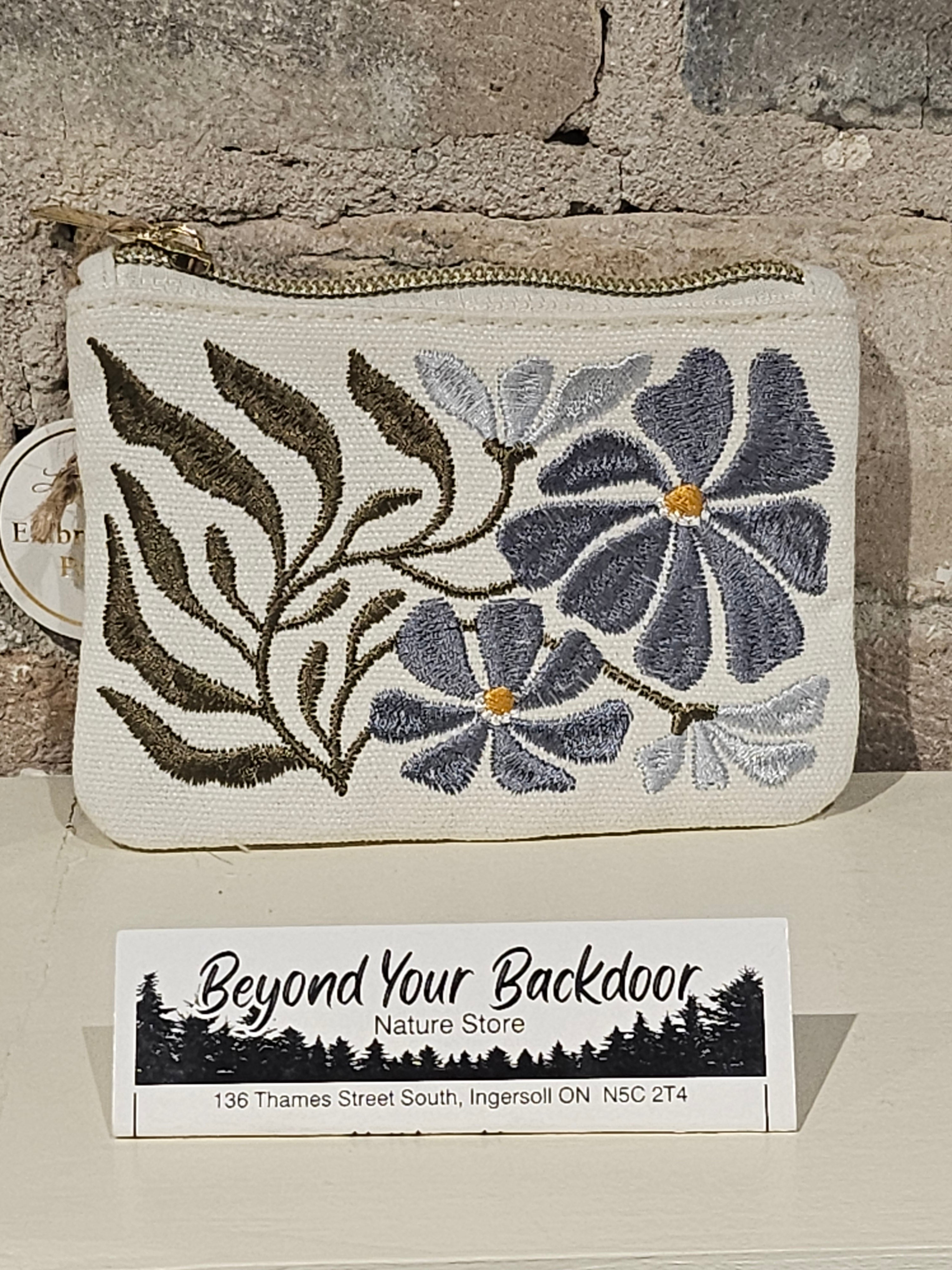 Lady Jayne Embroidered Pouch - Blue Aster Design - LJ80922