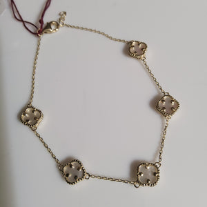 Yellow Gold (10Kt) Synthetic Stones / Fancy Link Bracelet - Extendable 7.0-7.5-inch - 9071 - $676