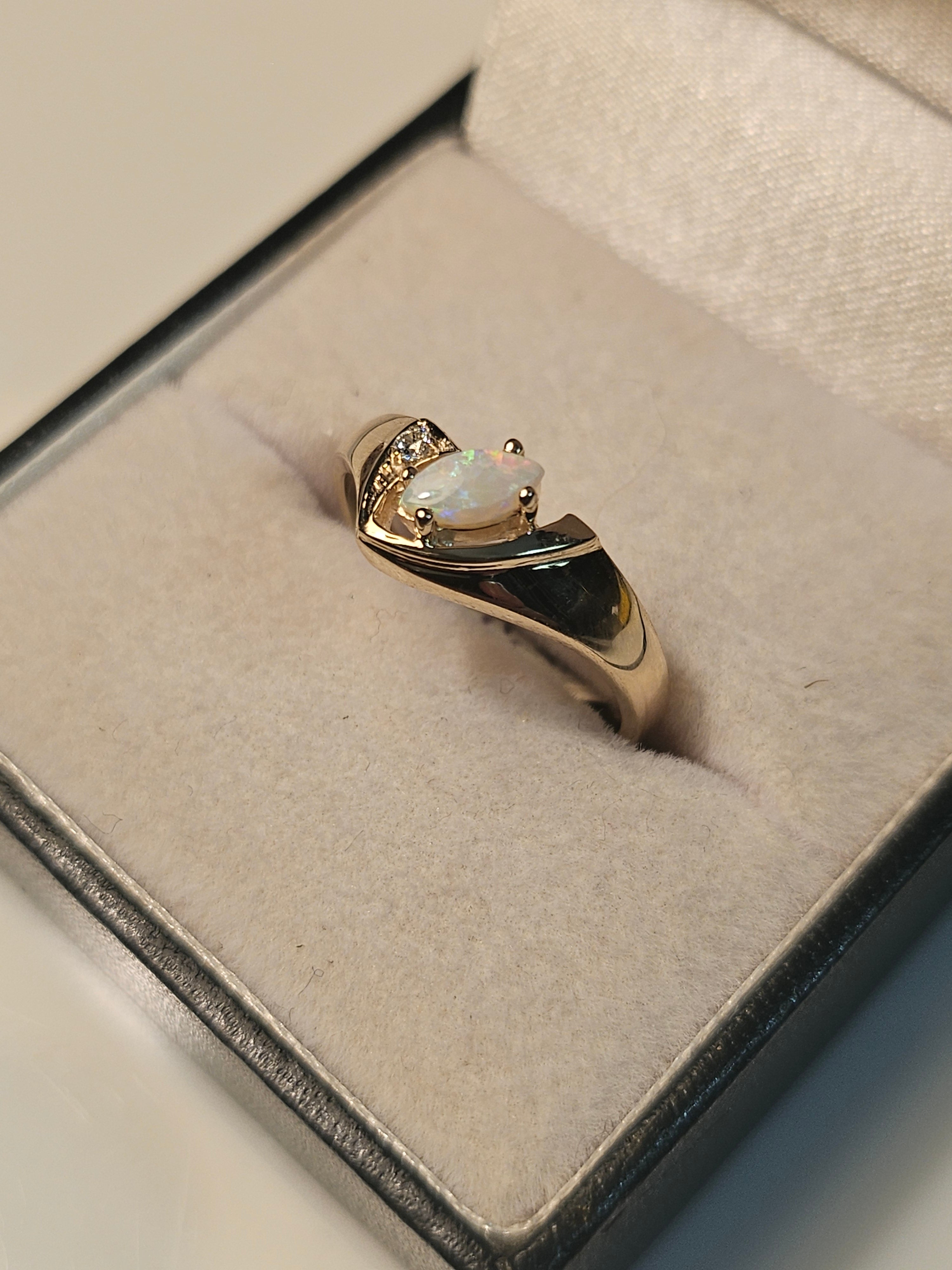 Opal Ring with Diamond - $925