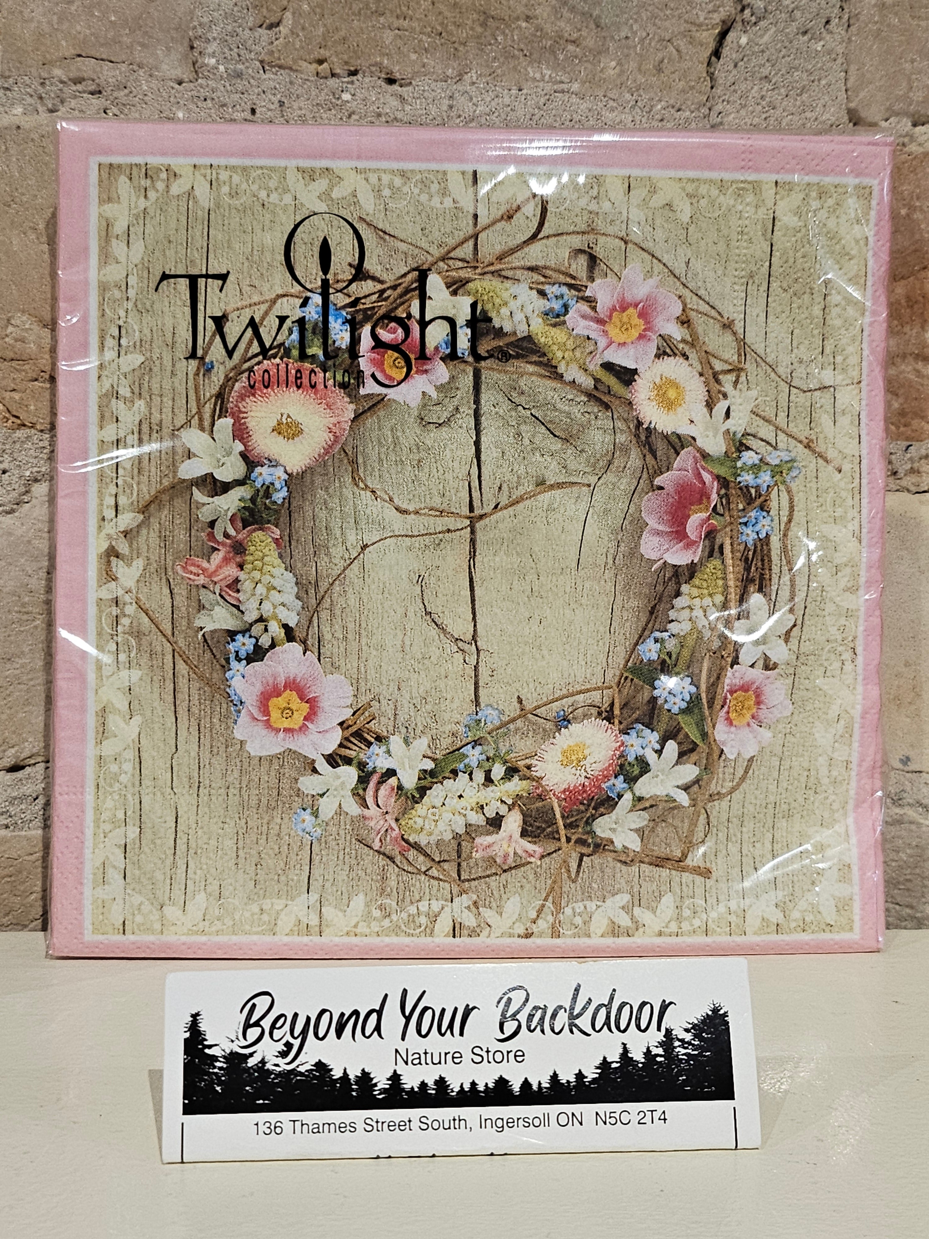 Twilight Collection Napkins - 20 Tissue Luncheon Napkins - Floral Wreath - P1264