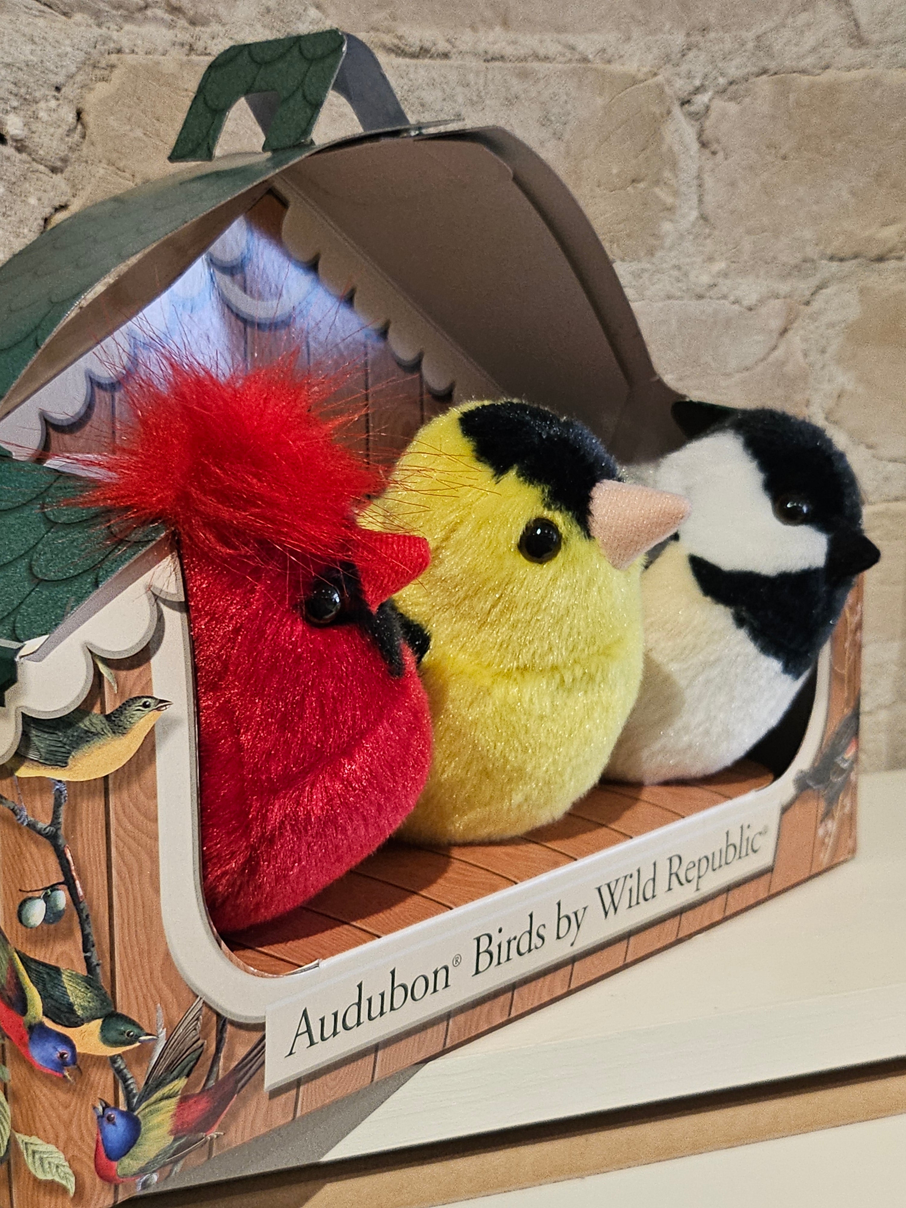 Wild Republic - Audubon Birds -Three-pack Set - Cardinal, Goldfinch and Chickadee - with Sounds - 90403