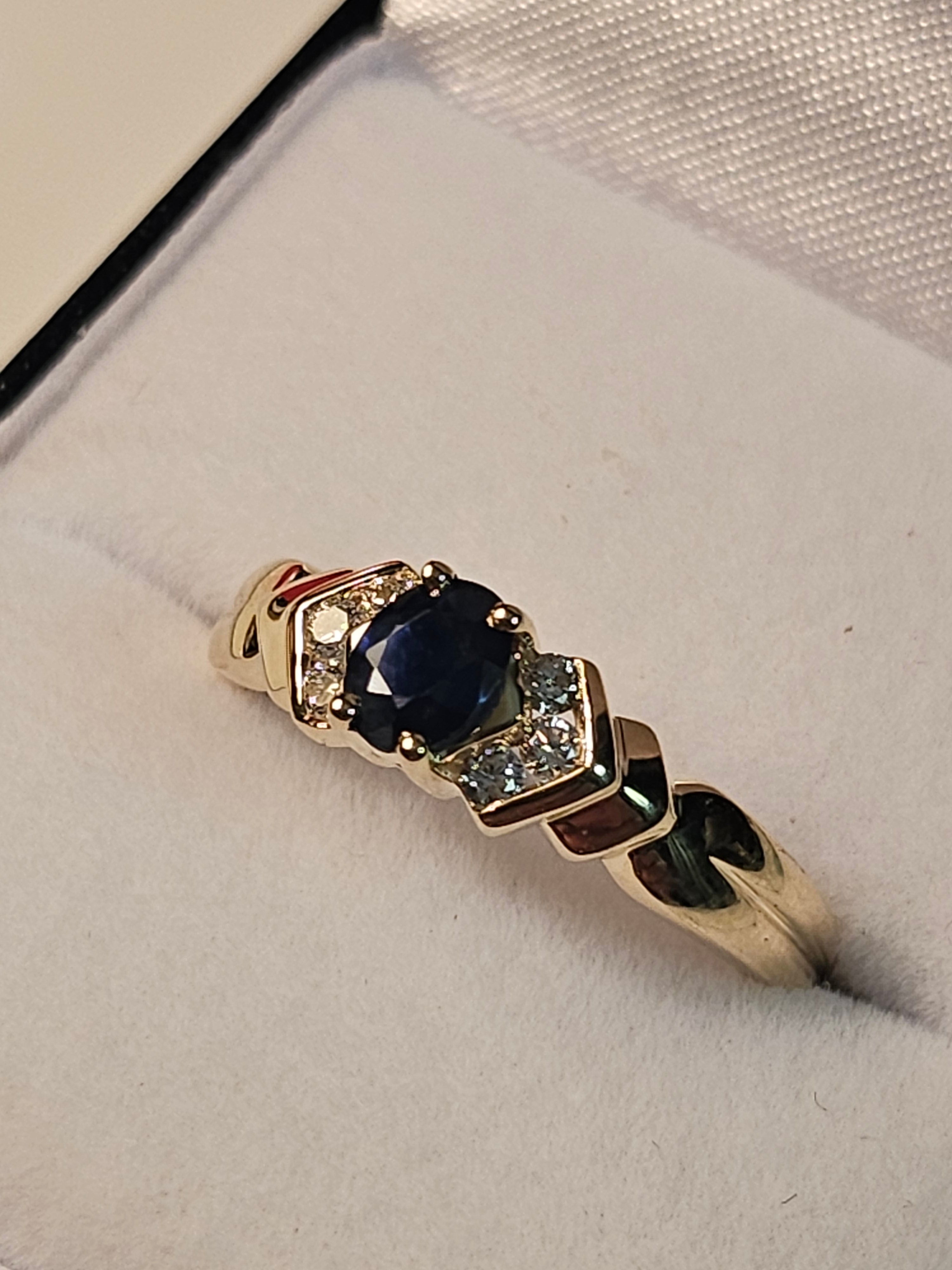 Round Cut Sapphire Ring with Diamonds - $1323