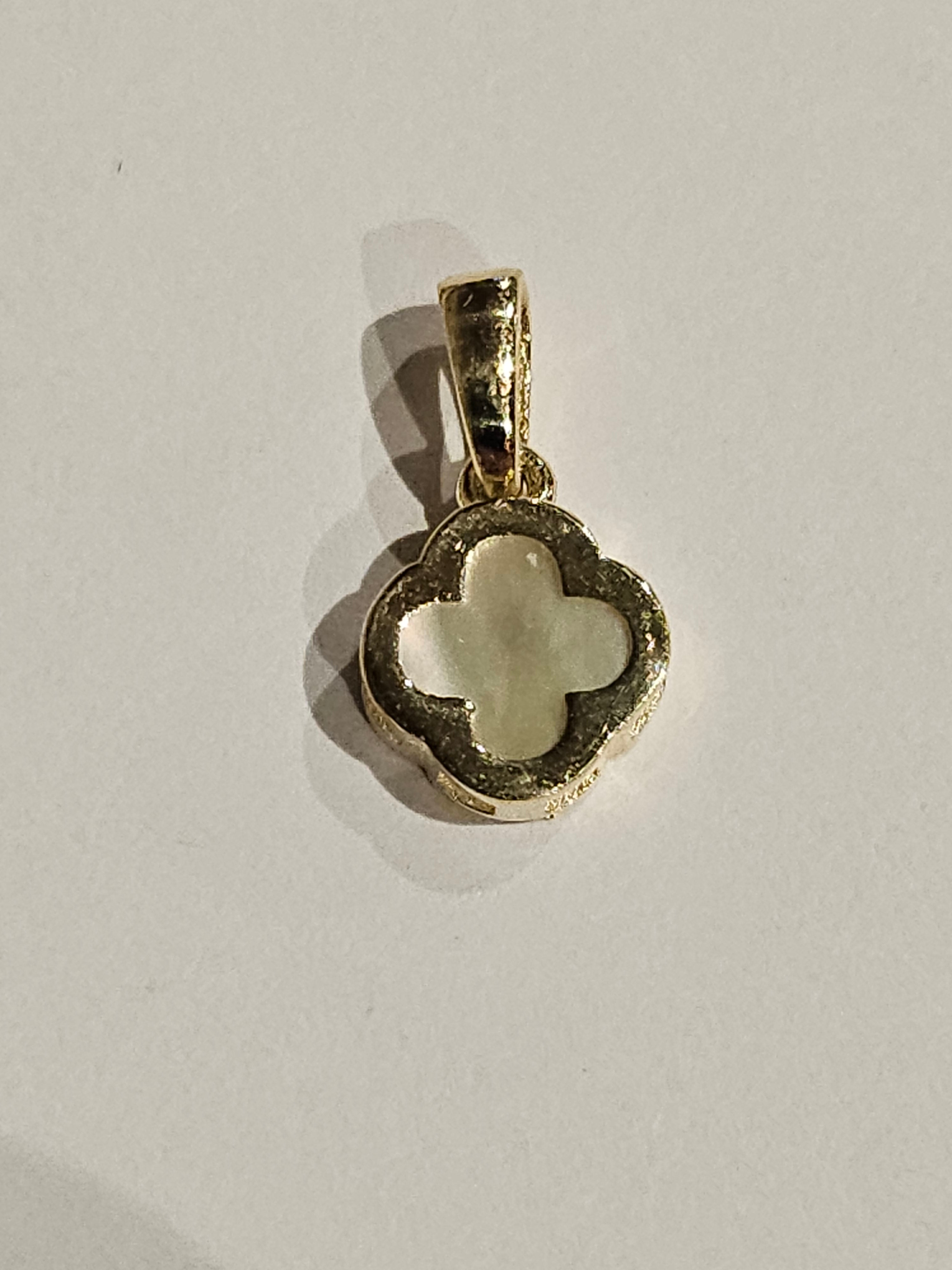 Gold Charm - White Stone - 2139