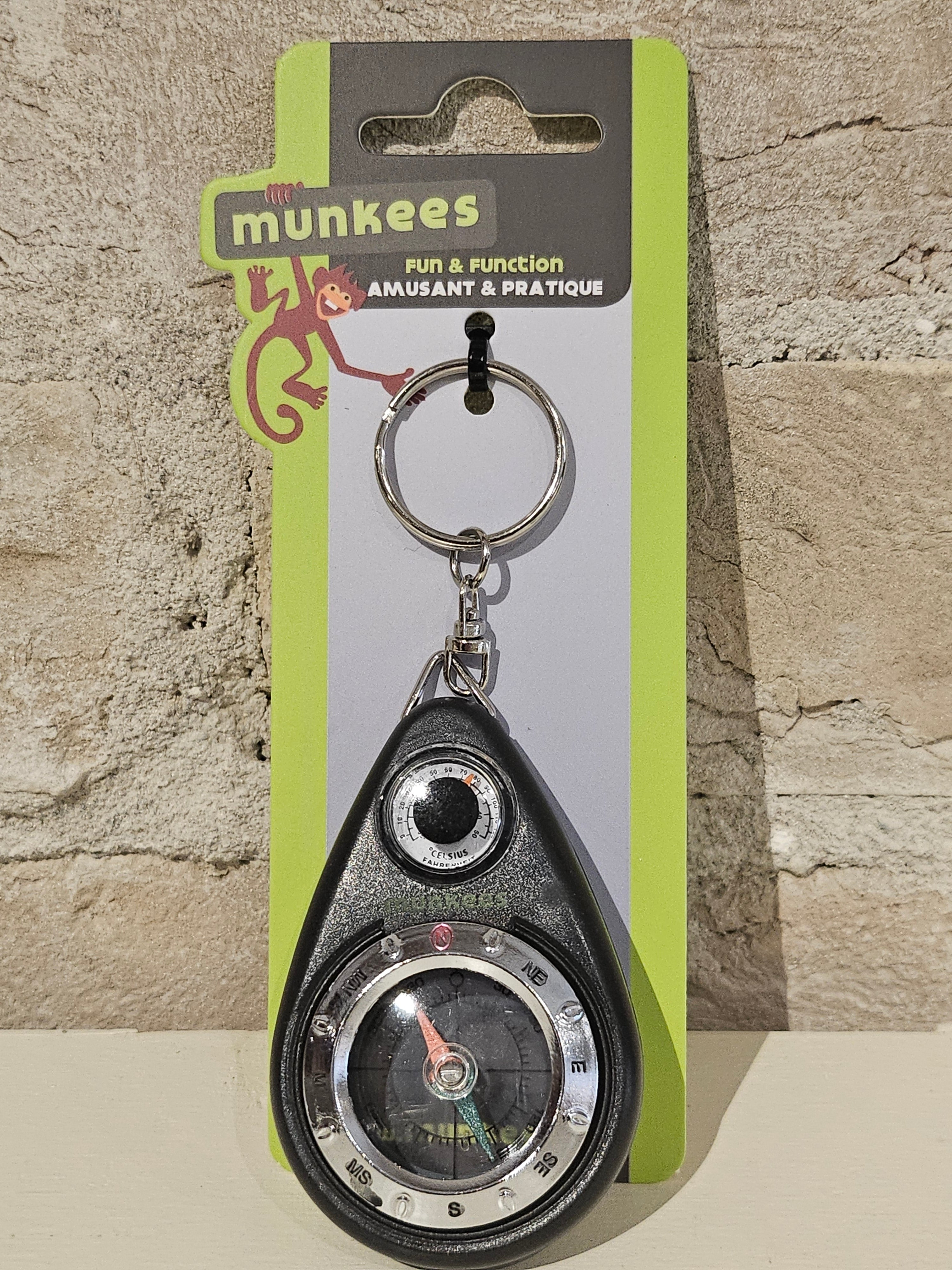 Ace Camp Keychain Compass with Thermometer- 3154