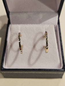 Hoop Earrings - 14mm - Yellow Gold 10Kt - Slight Pattern- $218