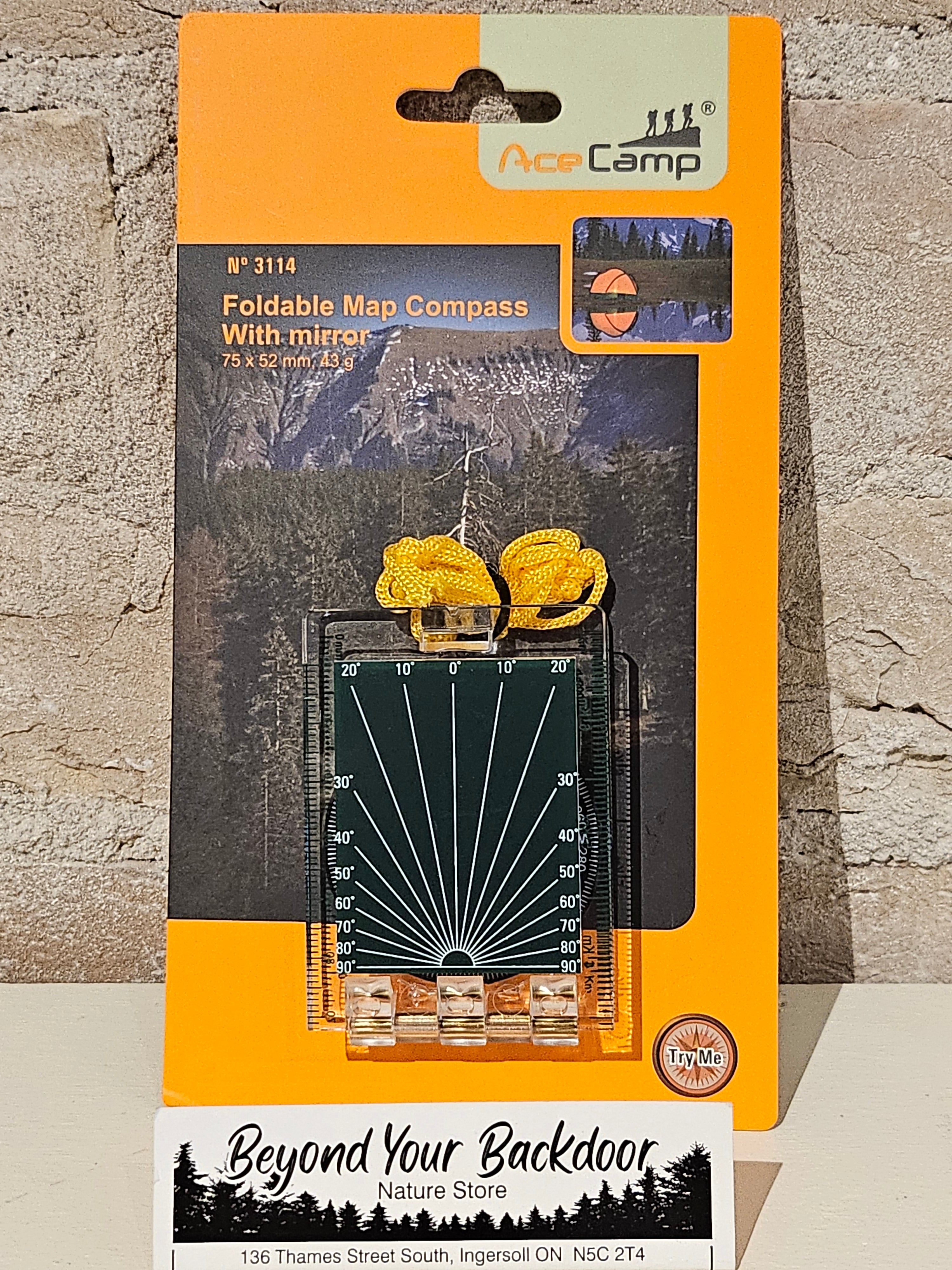 Ace Camp Foldable Map Compass with MIrror - 3114