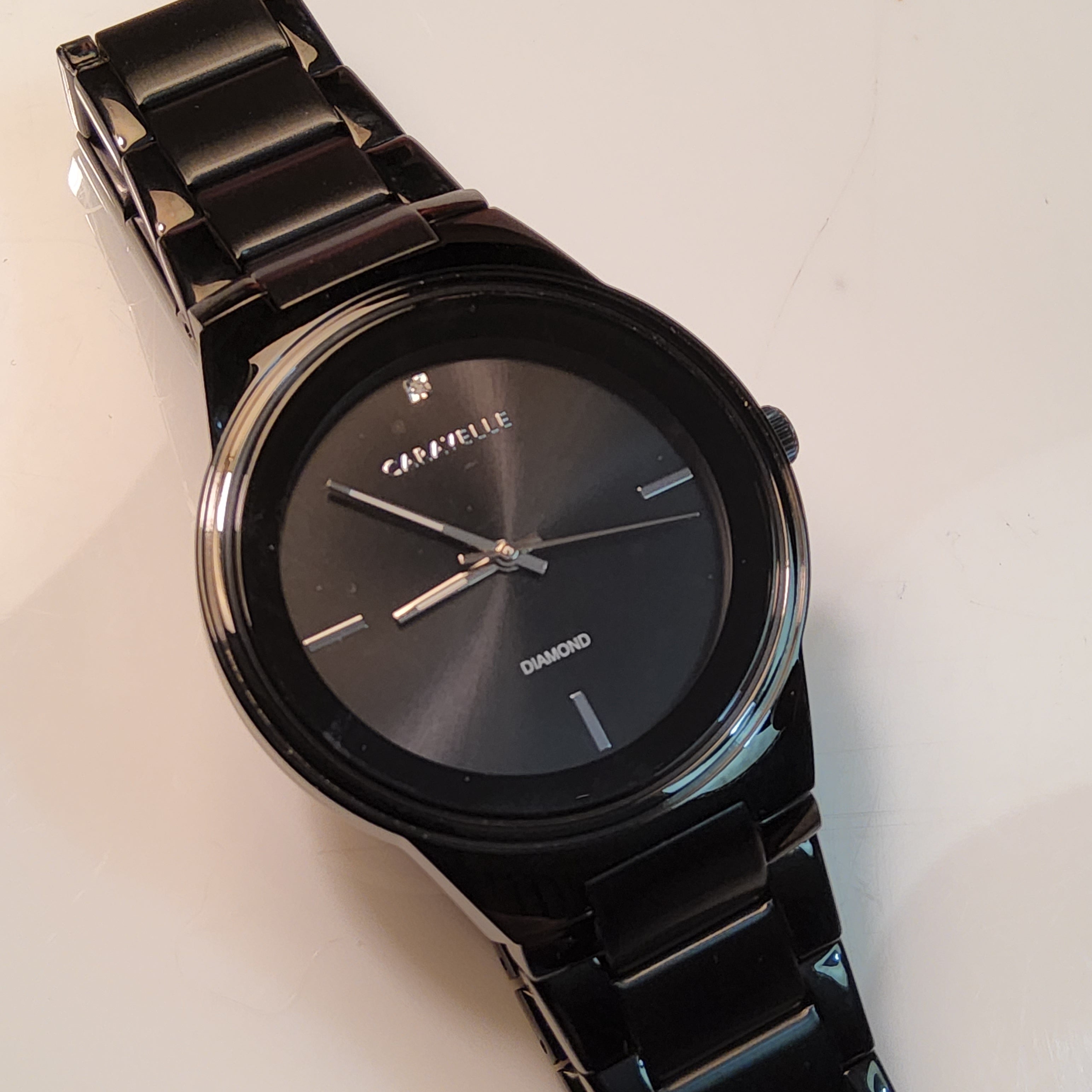 Caravelle Stainless Steel Black-finish Watch - Black-faced - 43D108