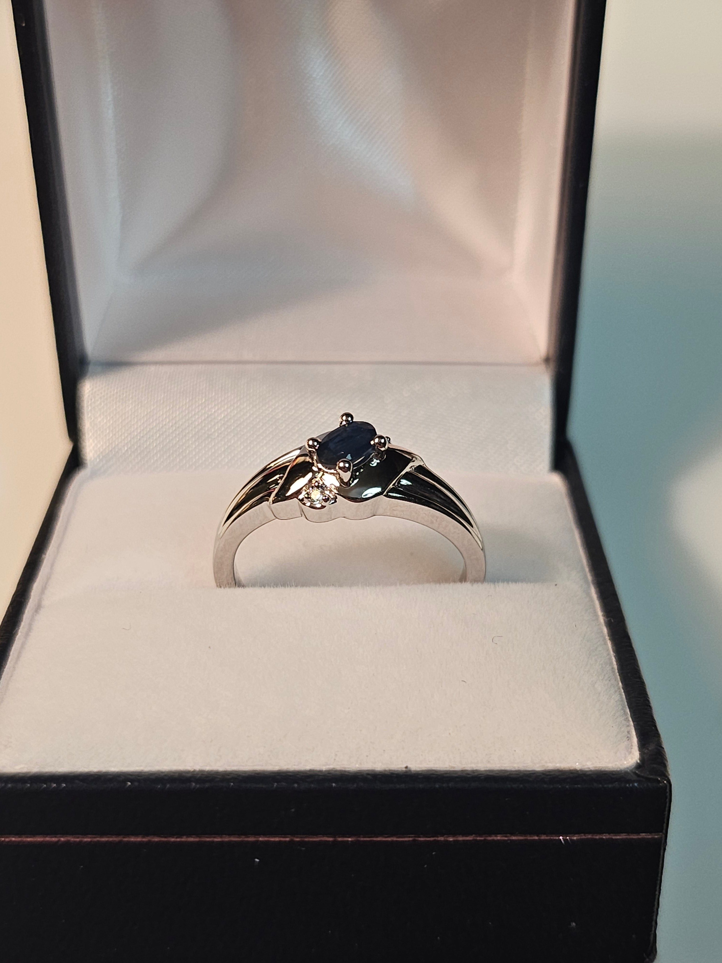 Oval Cut Sapphire Ring with Diamonds - $1139