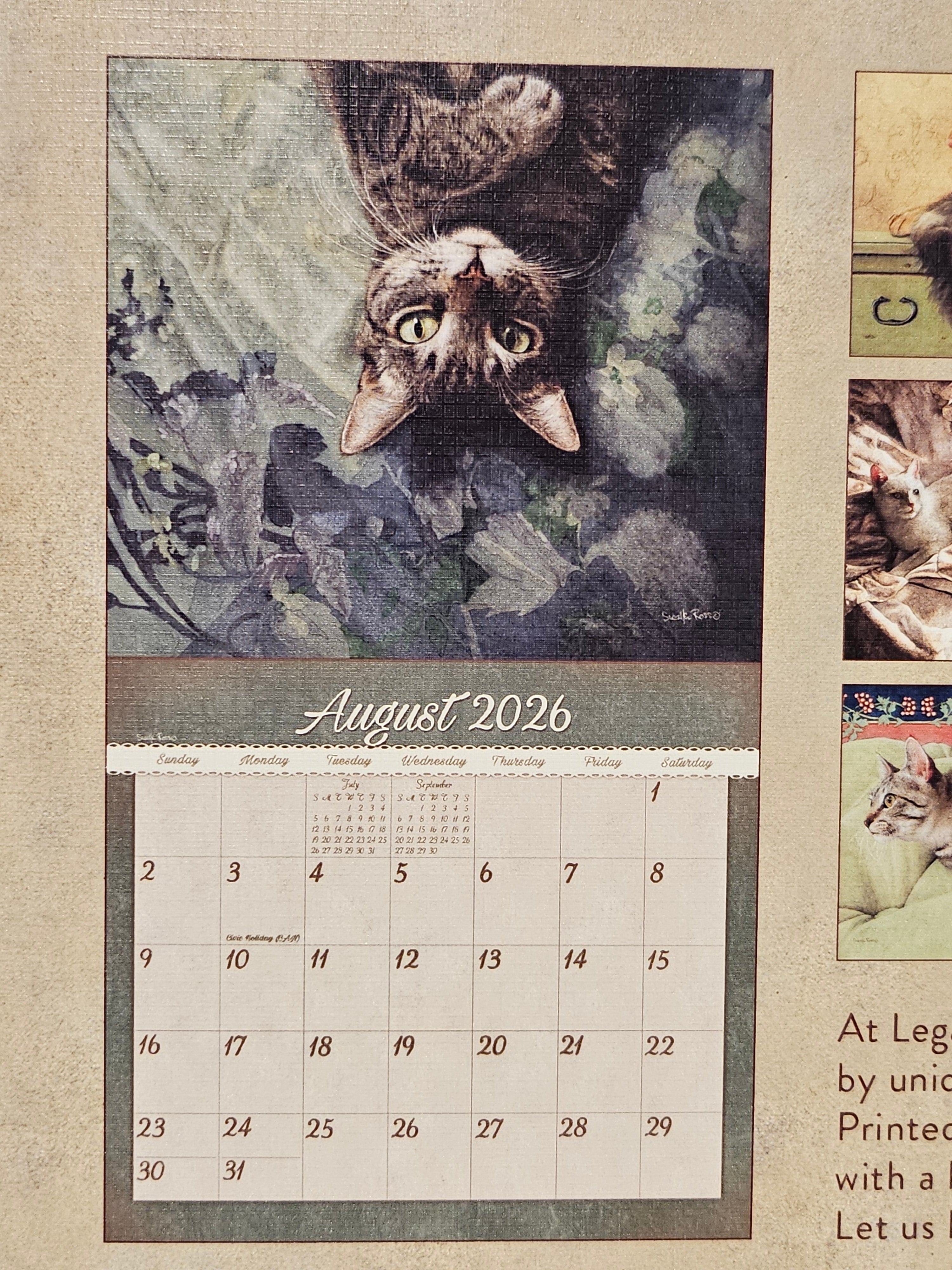 2026 - The Legacy Cats We Love Calendar - by Sueellen Ross - WCA103795