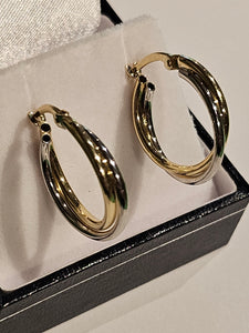 Hoop Earrings - 18mm - Two-tone Gold 10Kt - $394