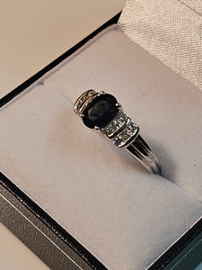 Oval Cut Sapphire Ring with Diamonds - $1829