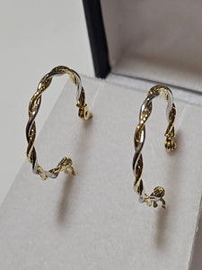 Two-Tone Gold Hoop Earrings - 14Kt - TE229