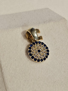 Gold Charm - Circle with cubic zirconia - 2142