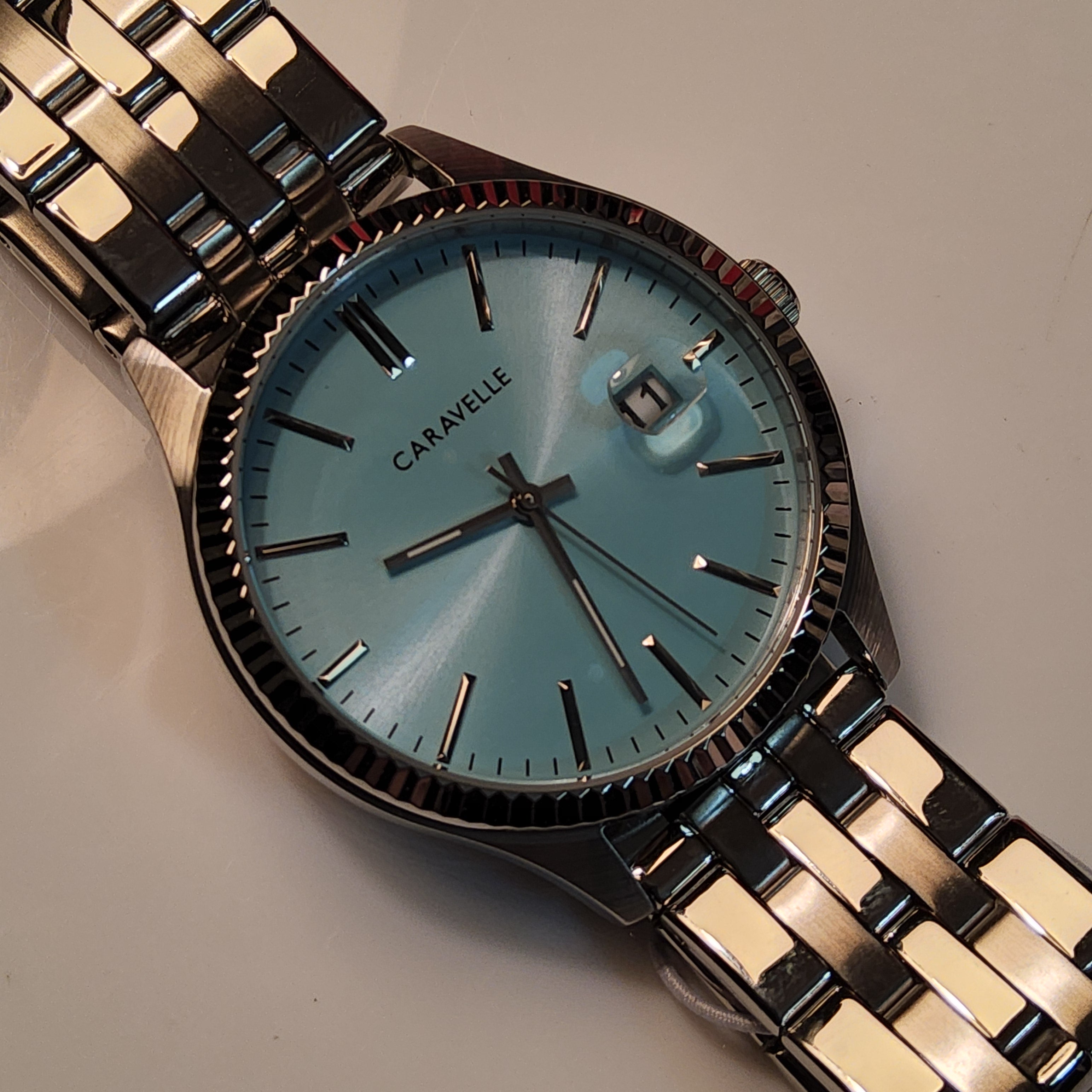 Caravelle Stainless Steel Watch - Turquoise-faced - 43B174