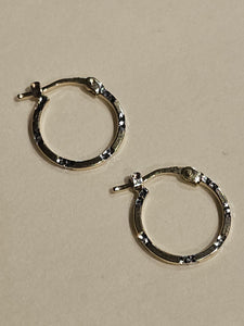 Hoop Earrings - 14mm - Yellow Gold 10Kt - Slight Pattern- $218