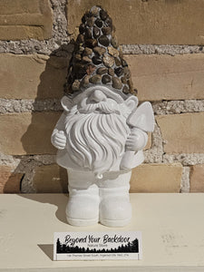 Gnome Figurine - White with Stones on Hat - 10 inch