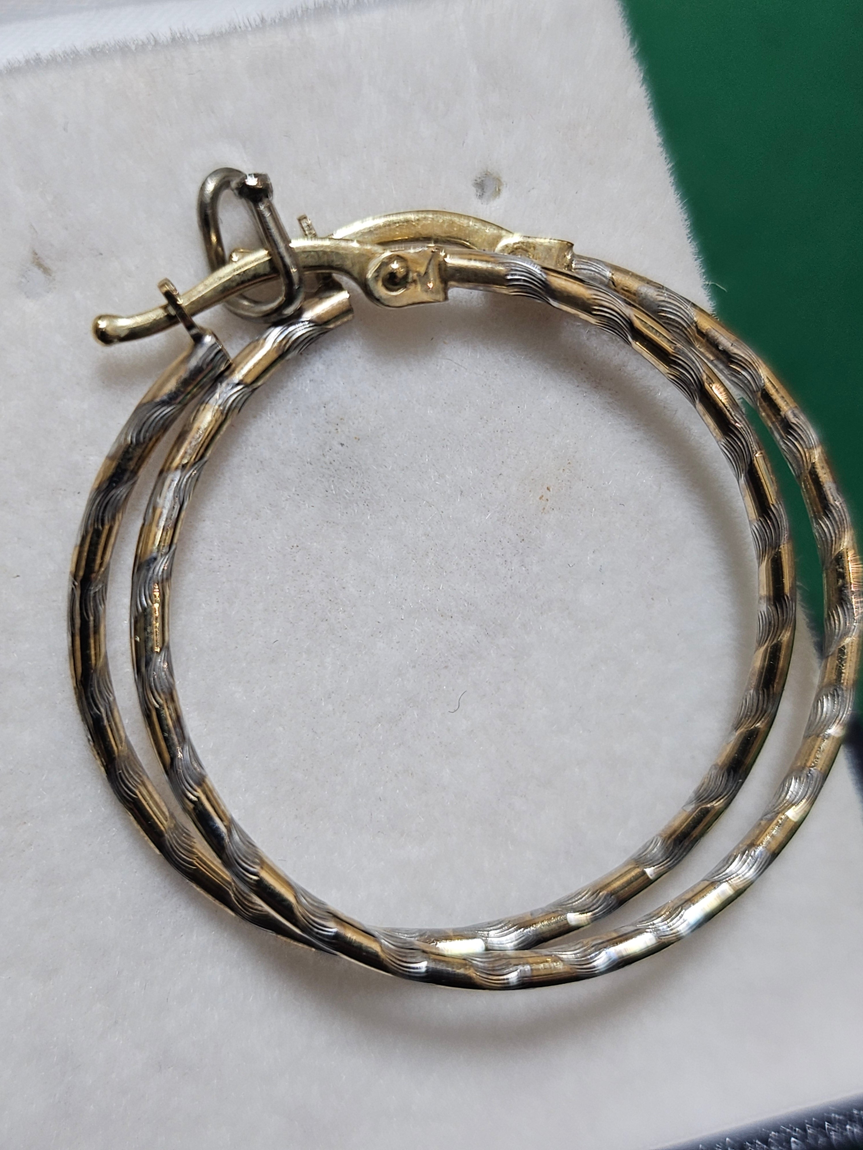 Two-Tone Gold Hoop Earrings - 27mm - 243