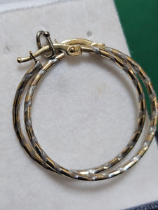 Two-Tone Gold Hoop Earrings - 27mm - 243