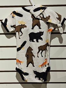 Baby Bodysuit with Hat - Moose - Wildlife
